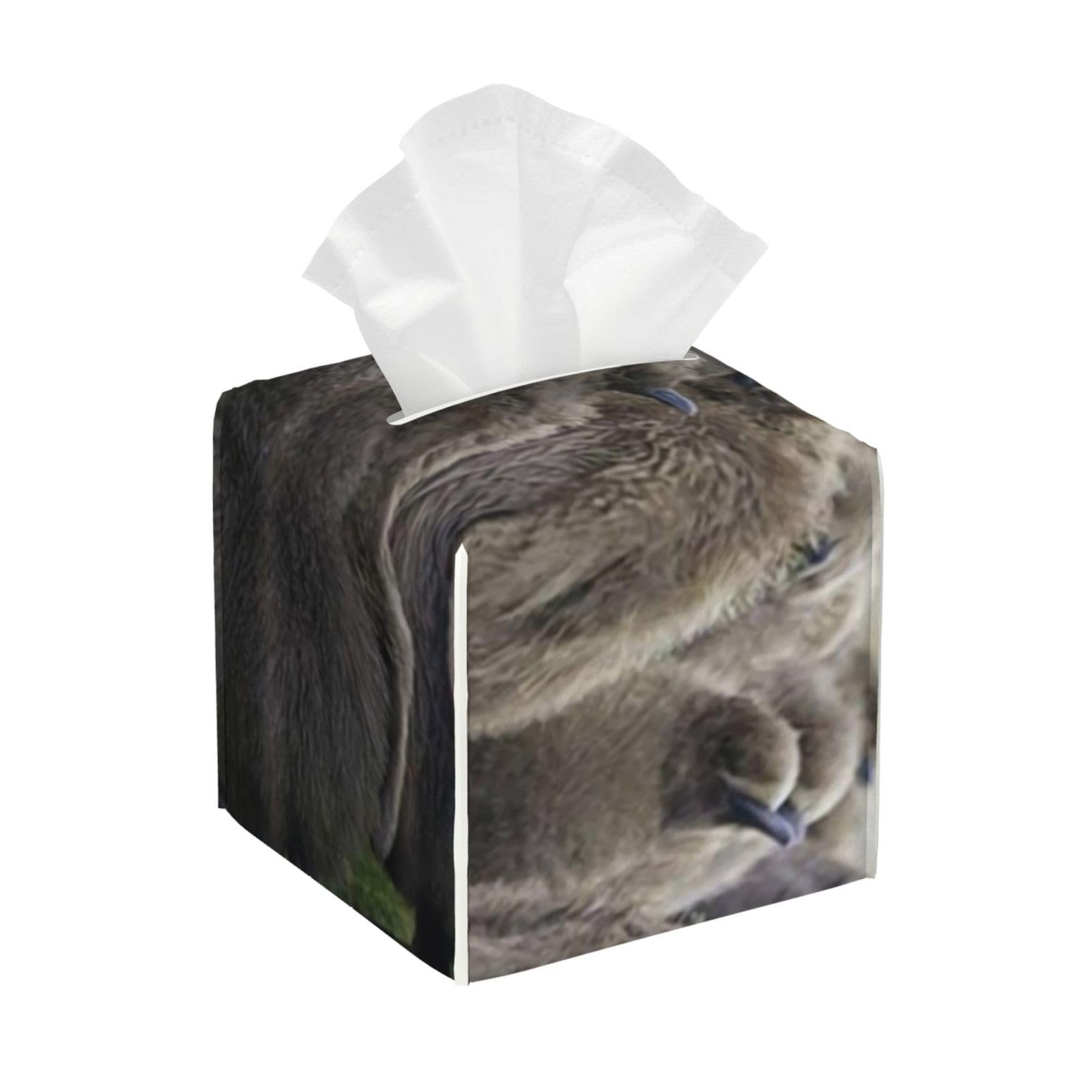 Cute Penguin Snuggle Together PVC Cube Tissue Pack for Home Office Bathroom Use