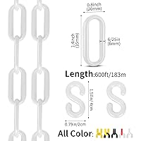 Vista 9 de Geelin Barrera de cadena de plástico de 600 pies, cadena de seguridad resistente a la intemperie, valla decorativa con ganchos en S para áreas