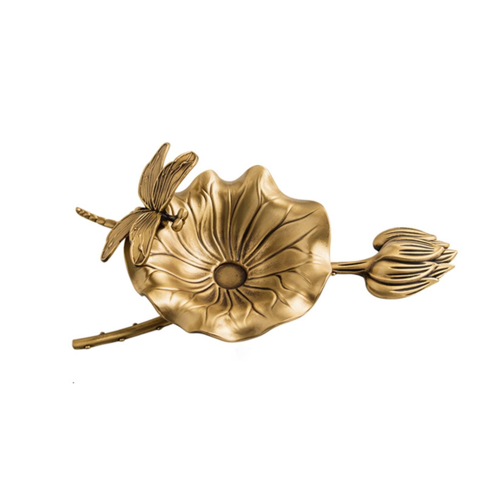 KESOTO de Latón te Portaincienso Bandeja de Mesa Porta Cenizas Ornamental Diseño Floral Metal Tradicional Compacto Adecuado para Sala Entrada Mesa de Té Decoración del Hogar