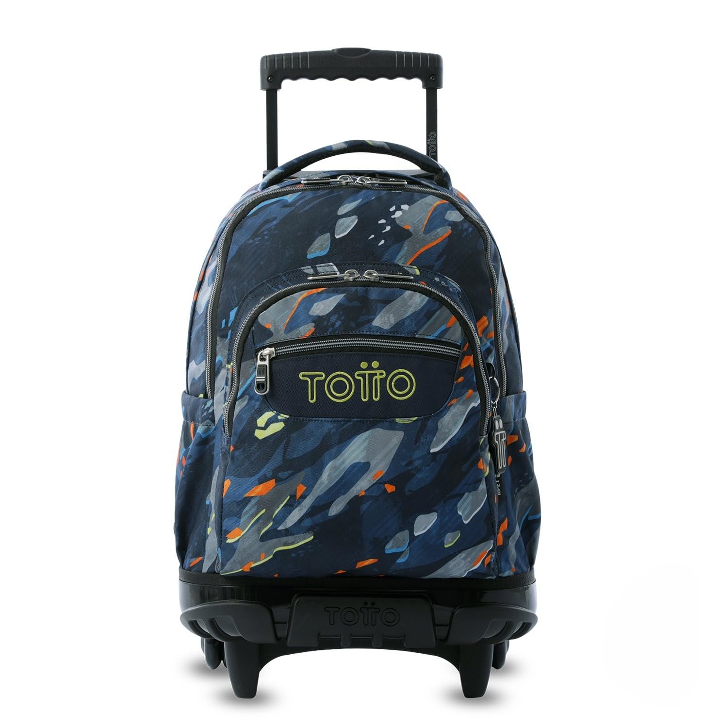 TOTTO - Mochila Escolar con Ruedas, Modelo Renglones, Capacidad 26,21 Litros, Bolsillo para PC 14", Bolsillo Botella, Correas en S para Mayor Comodidad, Resistente, Estampado Groove Azul