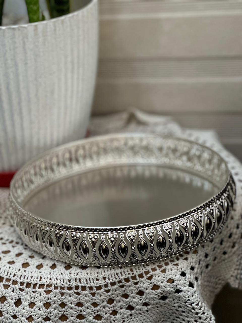 German Silver Serving Tray 12 Inch | Handmade Decorative Pooja & Dining Tray | Premium Finish | Ideal for Home Décor, Gifting & Festive Use-image-29