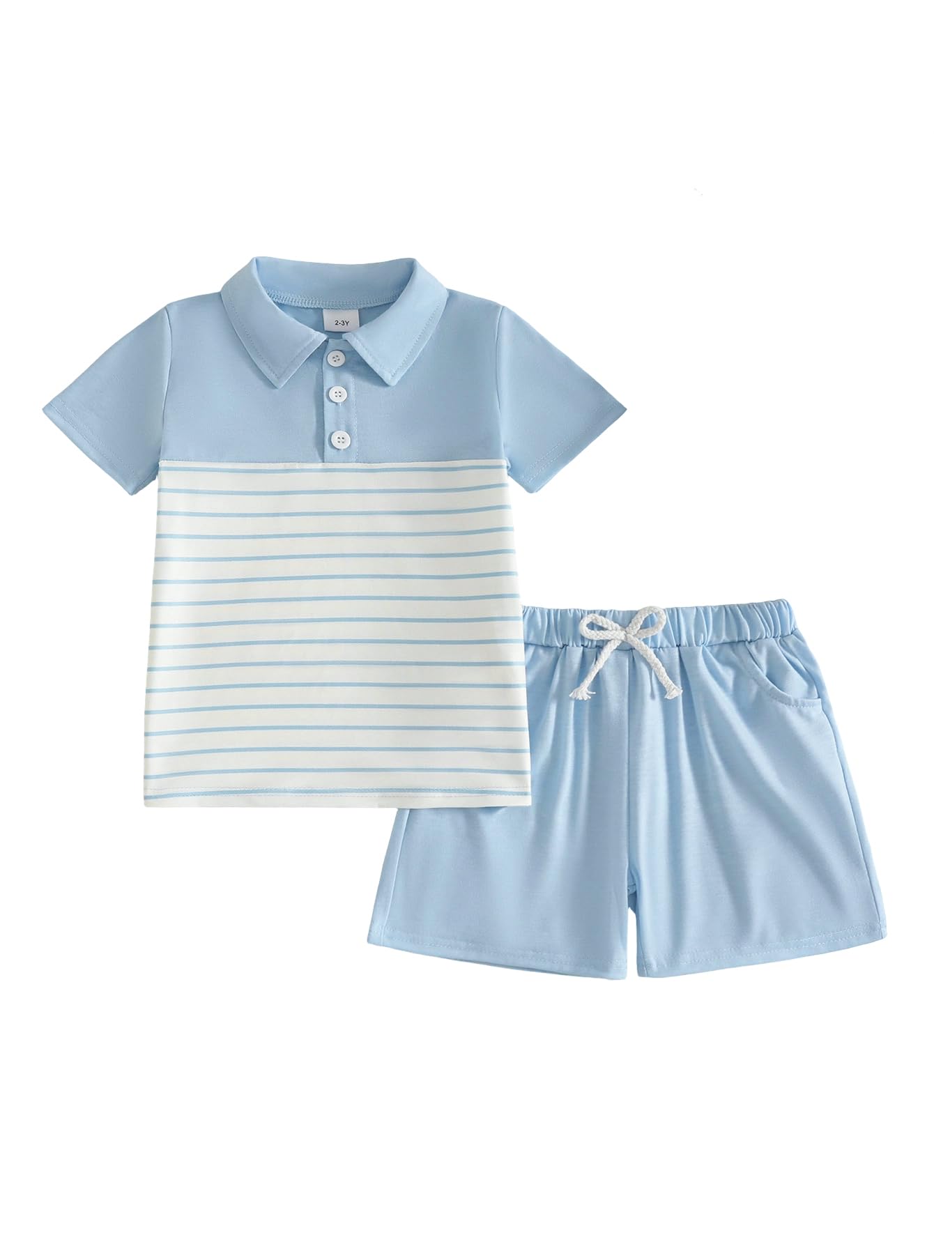 Bébé Garçon D'été Vêtements Casual Manches Courtes Poloshirt T-Shirt Tops et Rayé et Short à Taille élastique 2 Pièces Ensemble de Survêtement
