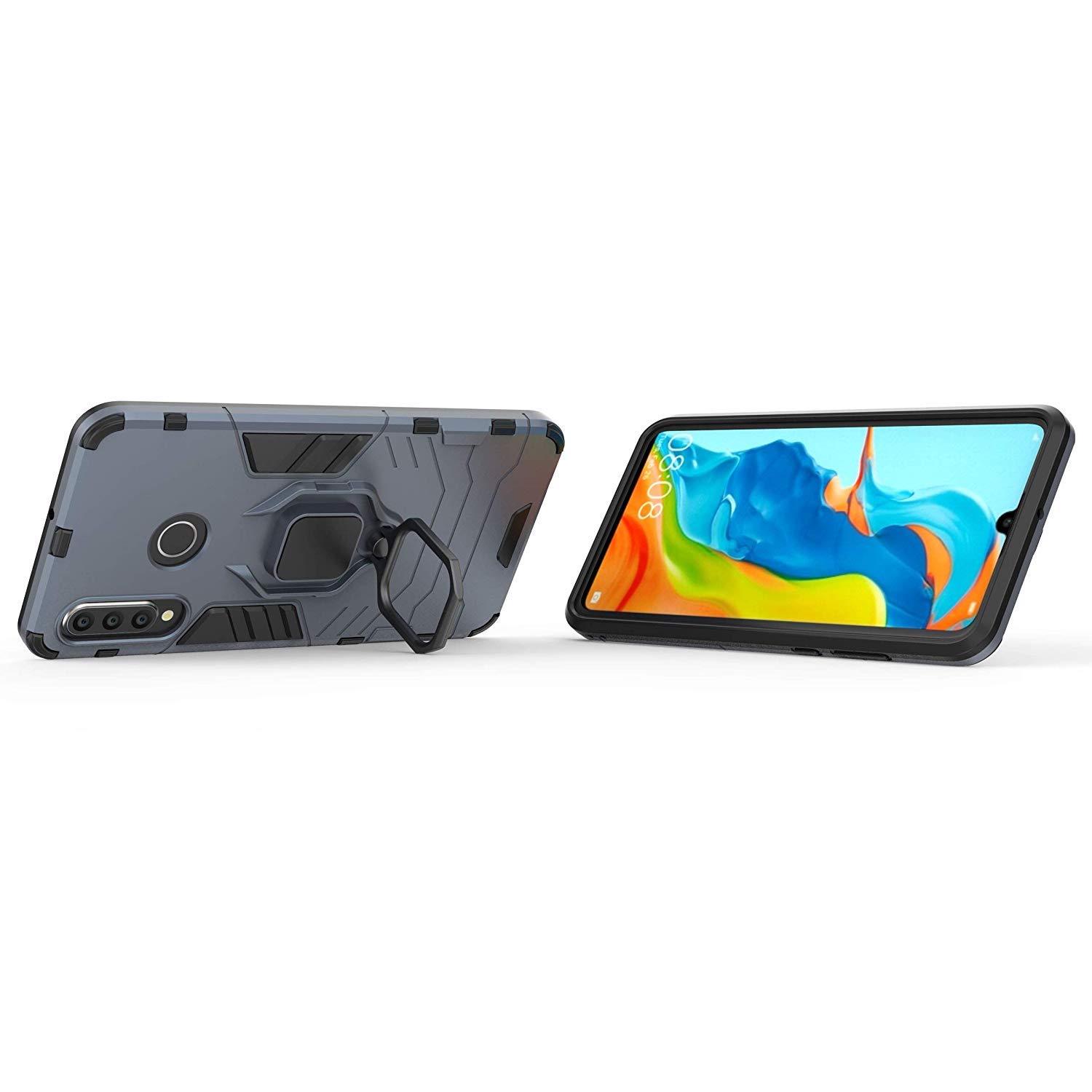 SORAKA Cover trasparente per Huawei P30 Lite con il supporto anello girevole 360 Custodia molle trasparente di TPU di adatto esile,compatibile con il supporto magnetico del telefono per automobile