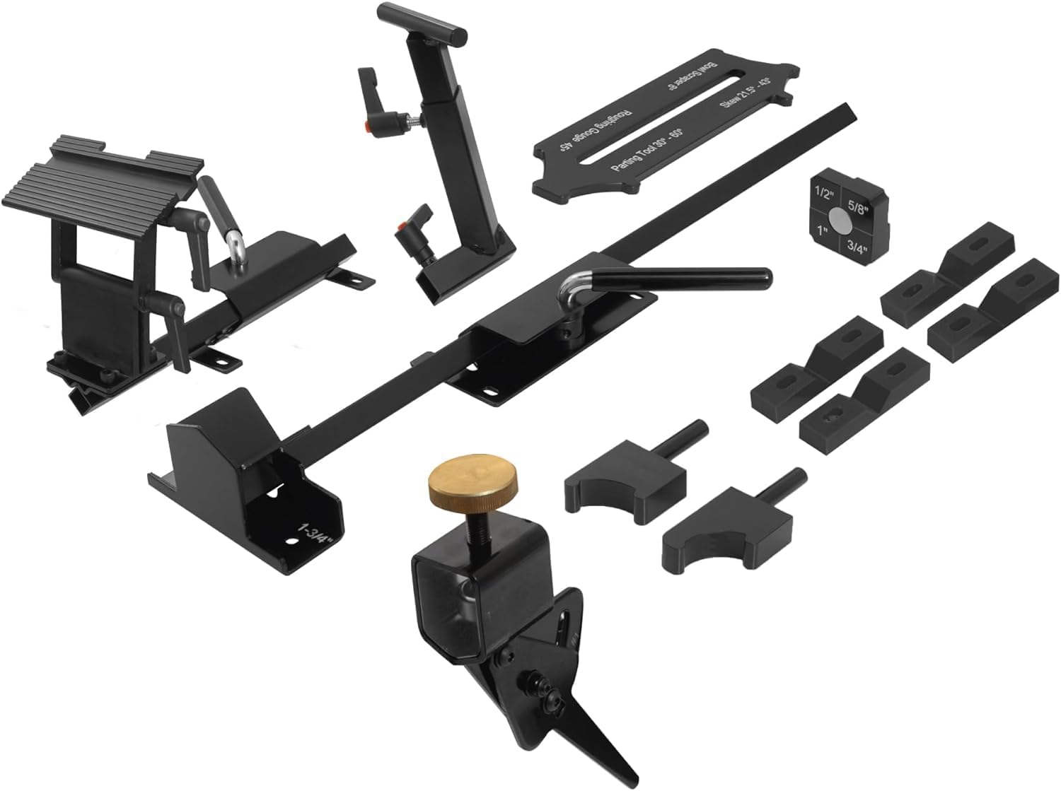 Pro Grind Sharpening System for 6 Inch Grinders to Sharpen Lathe Turning Tools, Chisels, Skews, Bowl Spindle Gouges • Includes Setup Blocks and Quad Jig for 6 inch Grinders