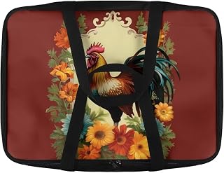 Yuresuae Roosters Print Insulated Casserole Carrier for Hot or Cold Food Waterproof Hot Dish Carrier with Comfortable Carrying Straps for Potlucks and Parties