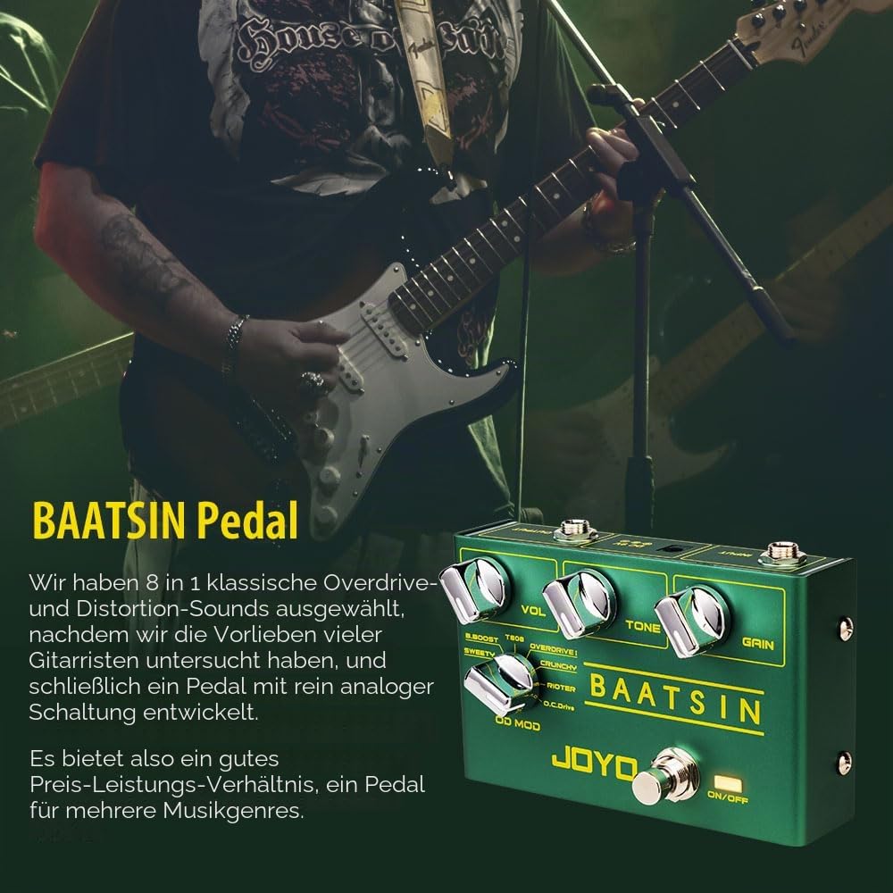 JOYO Pure Analog Overdrive und Distortion Multieffektpedal R Series mit 8 OD/DS Sounds für E-Gitarre (Baatsin R-11)
