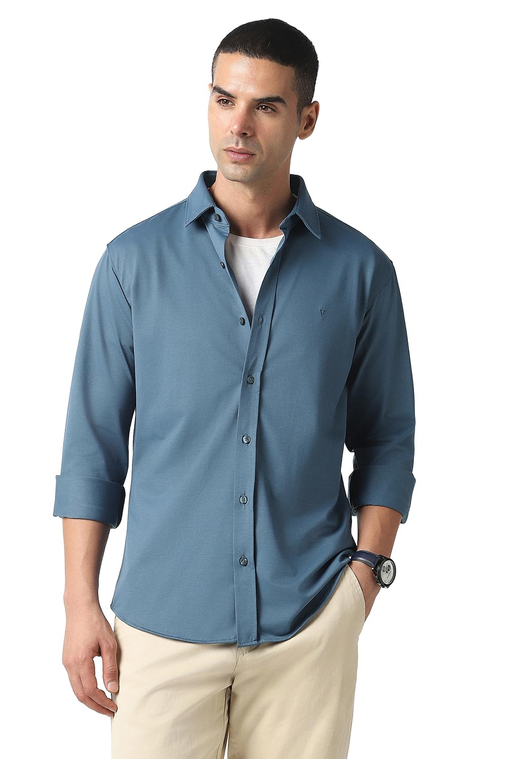 van heusen Casual Knit Shirt for Men | Stretch Cotton | Textured | Slim Fit | Full Sleeves | Breathable-picture-40