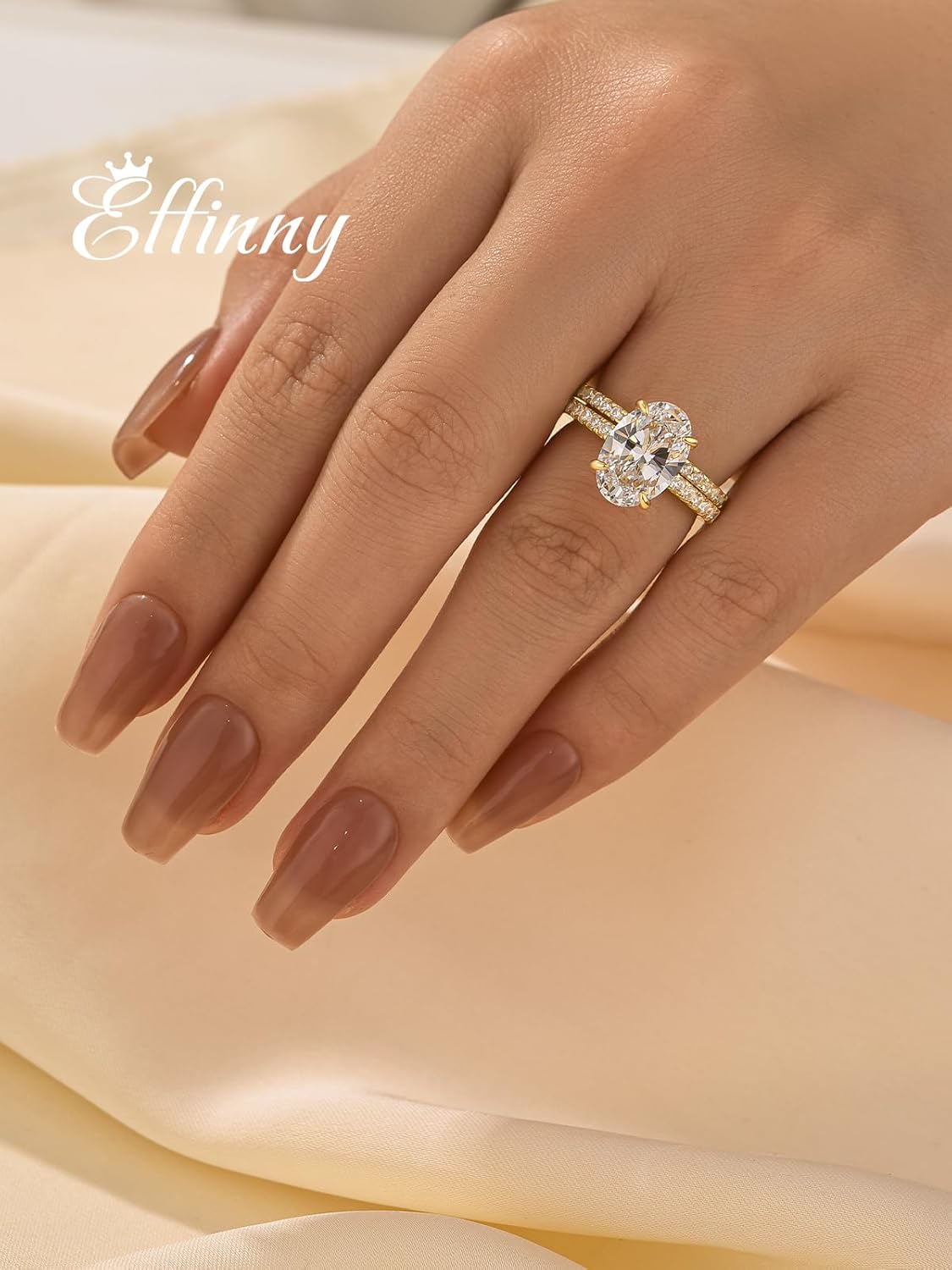 3.5ct Elongated Oval Cut Engagement Ring Set,925 Sterling Silver Bridal Ring Set with Half Eternity Wedding Ring - Image 7