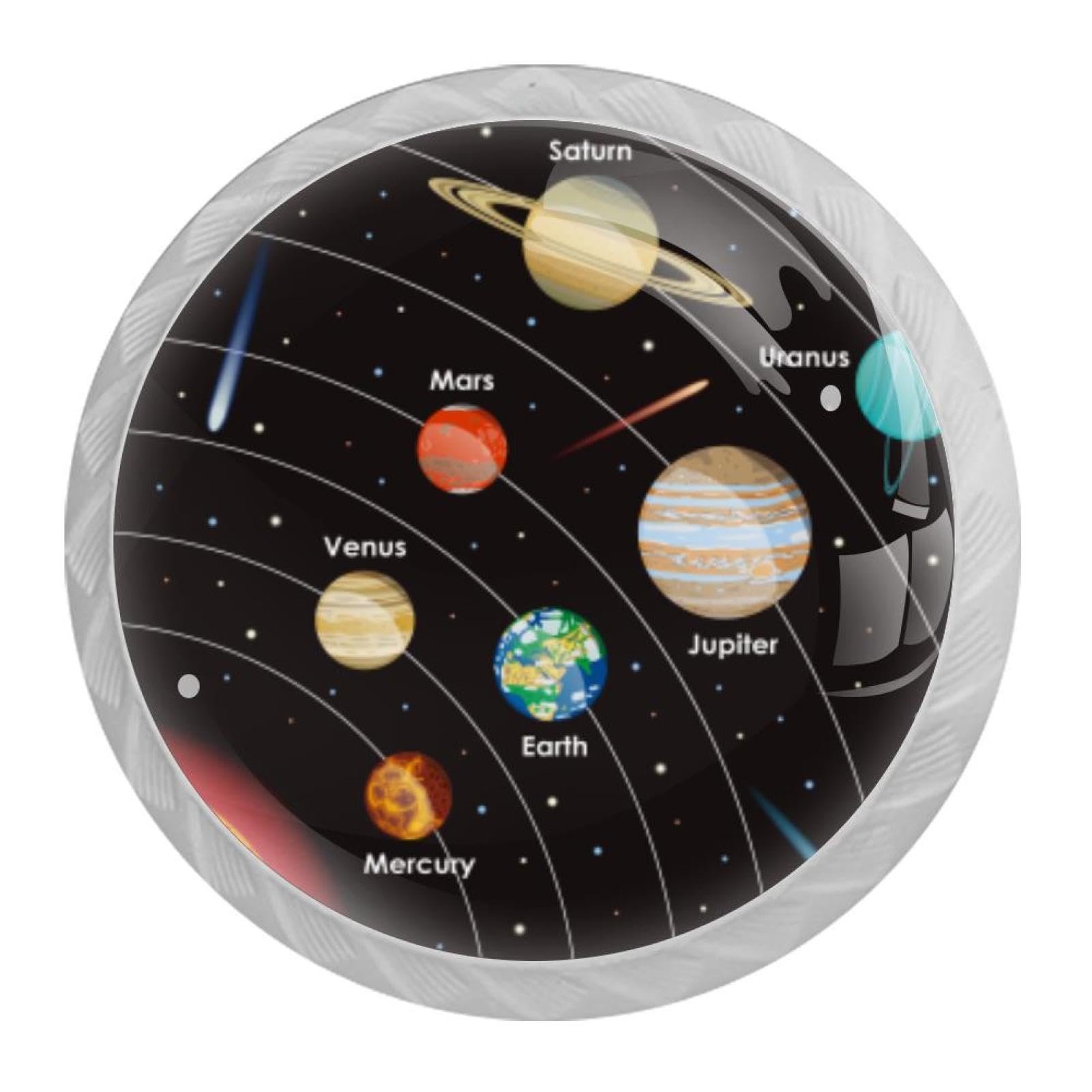 Tqmspg Multi08 4 Pieces Drawer Pulls Solar System Door Knobs Dresser Handles For Kitchen Wardrobe Cupboard Hardware Furniture