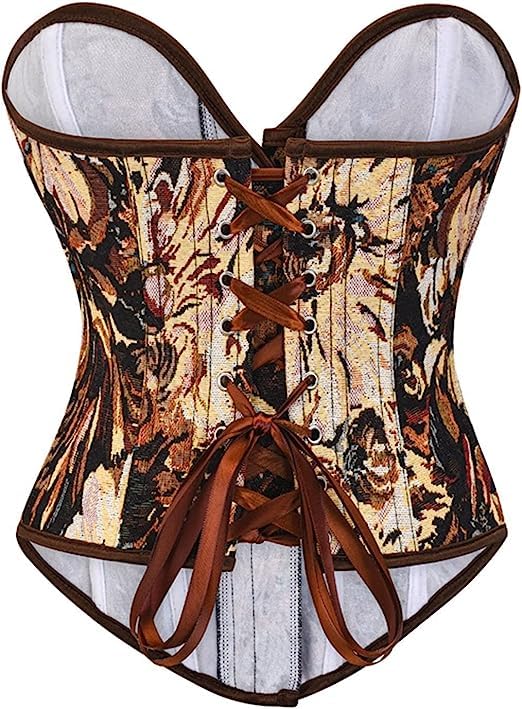 Vintage Renaissance Corset Top for Women Floral Bustier Lace Up Boned Overbust Lingerie Bodyshaper2
