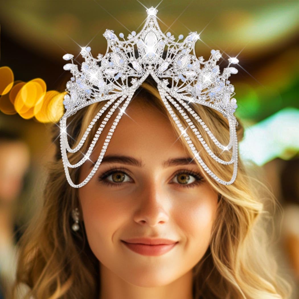 Kilshye Rhinestone Wedding Tiaras and Crowns Silver Crystal Bridal Headband Prom Headpiece for Women - Image 5