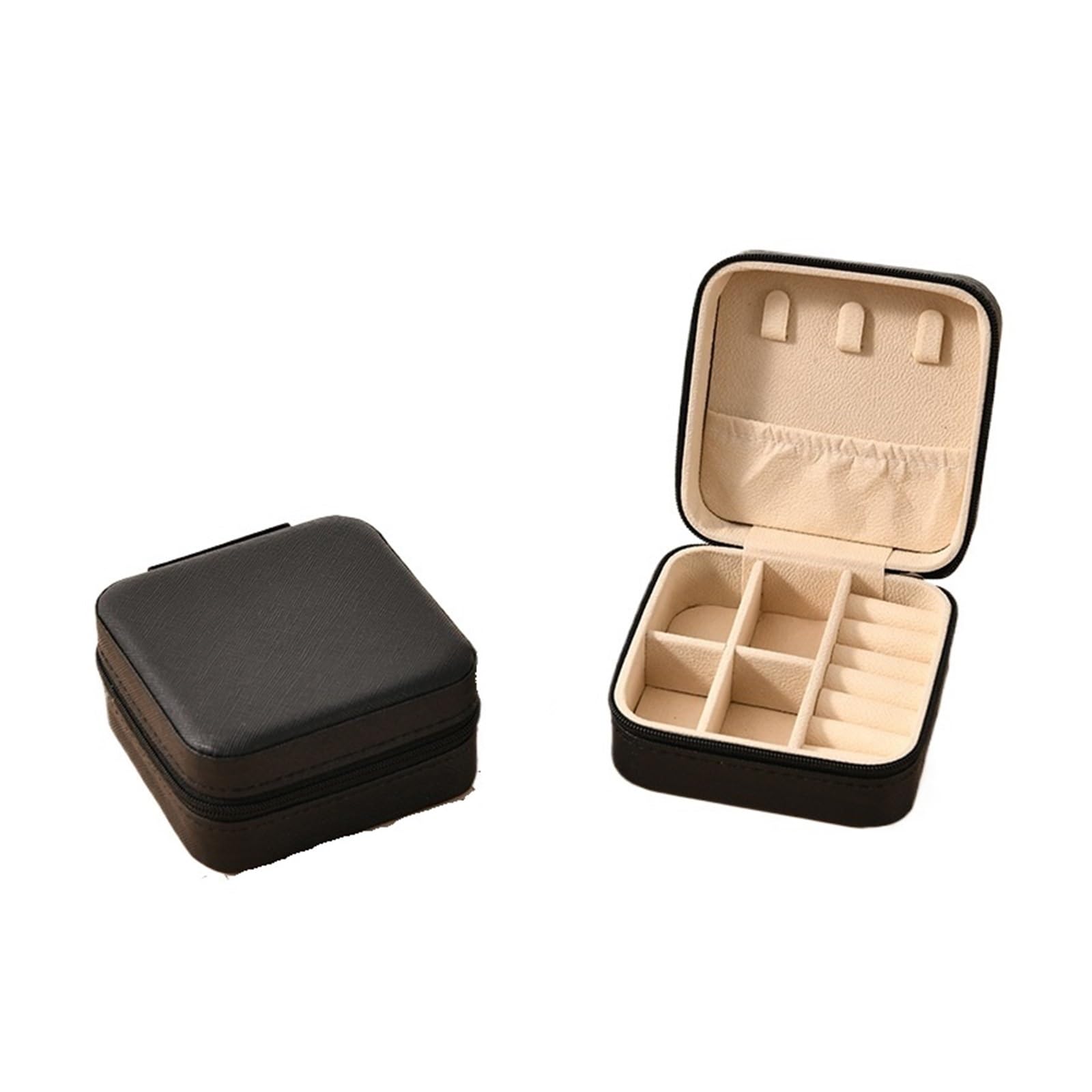 ESTDKMNOS Portable Jewellery Case， Jewellery Box Portable Mini Jewelry Storage Travel Organizer Multicolor Leather(Color4)