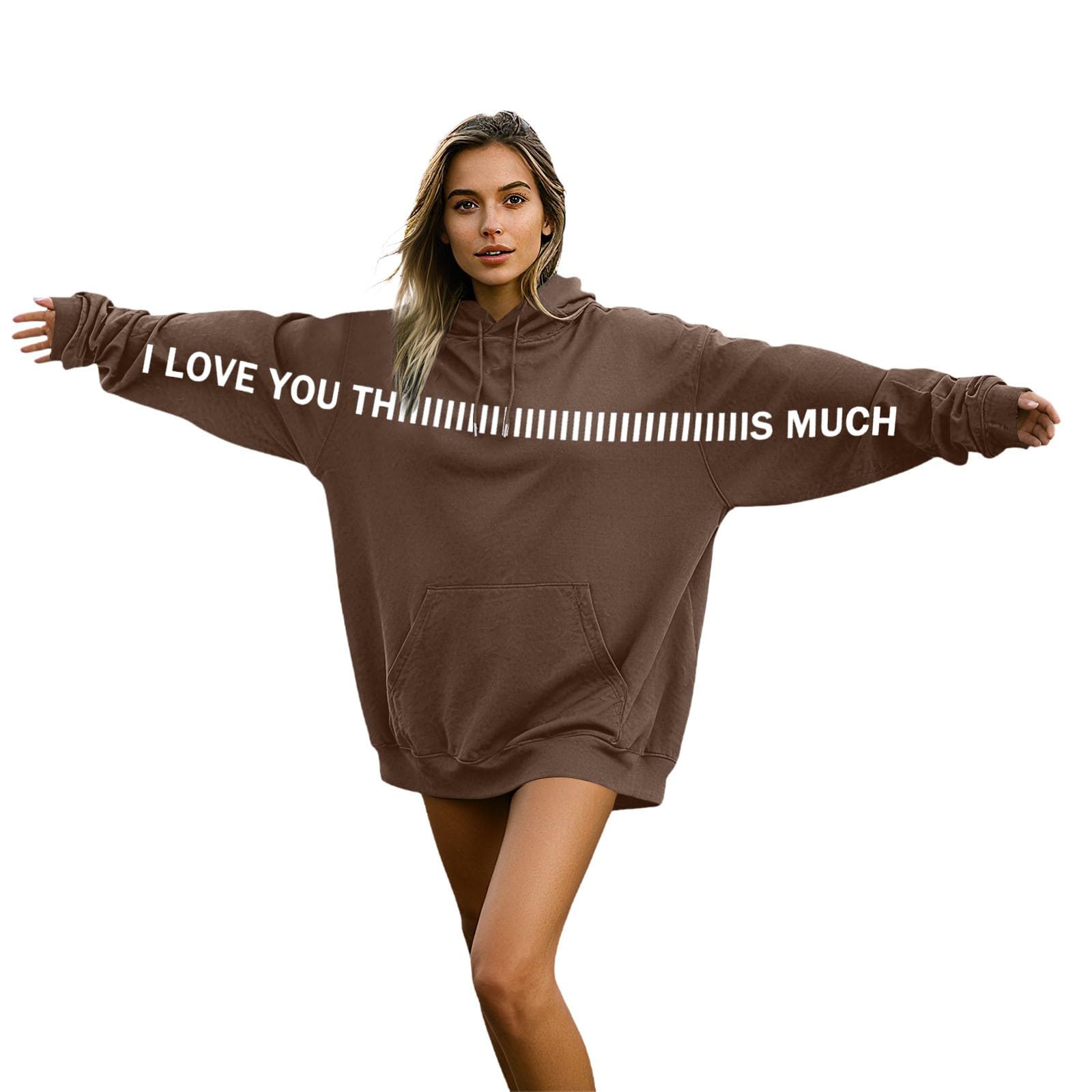 Pull à capuche unisexe marron XL sweat confort mode urbaine décontractée 2026 - 6