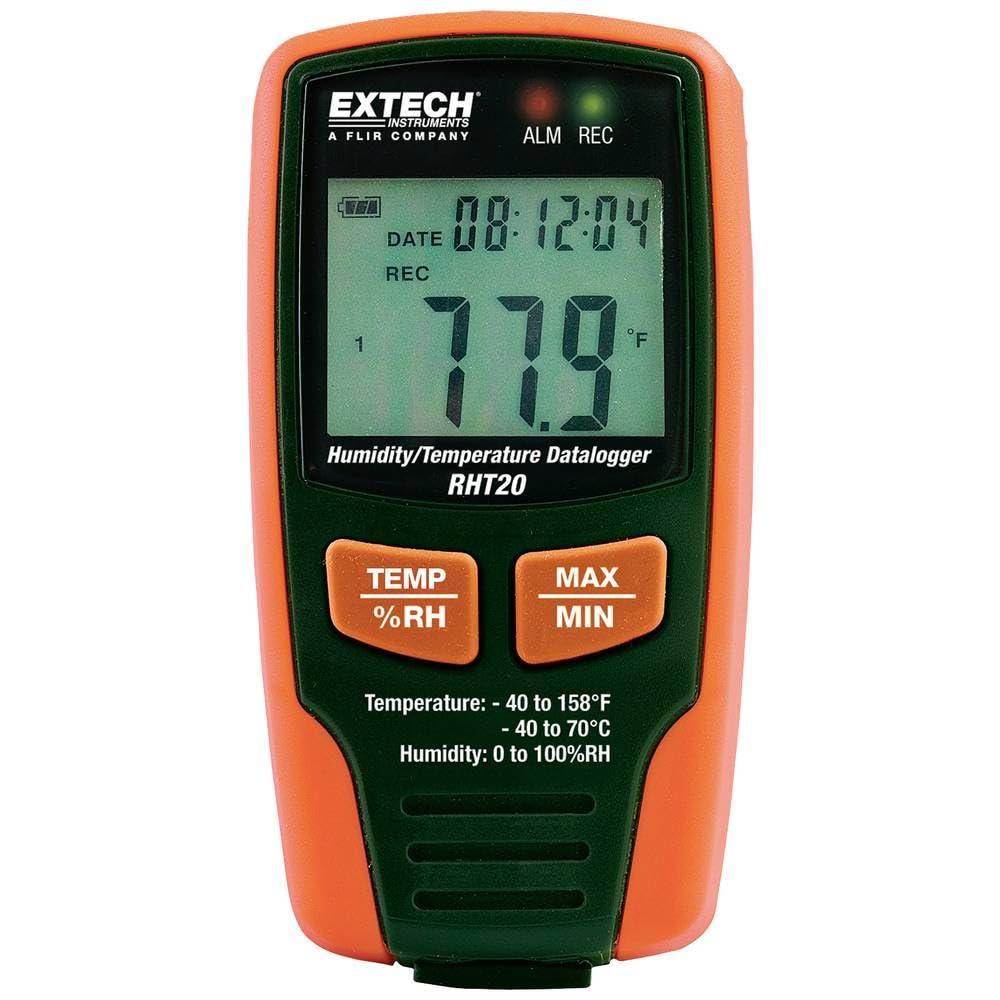Extech RHT20 Feuchtigkeits-/Temperaturdatenlogger, 16000, USB | RH 0-100%, Temp -40 bis 158F, Taupunkt, 8000 RH + 8000 Temp Messwerte, Zeitstempel, USB-Software