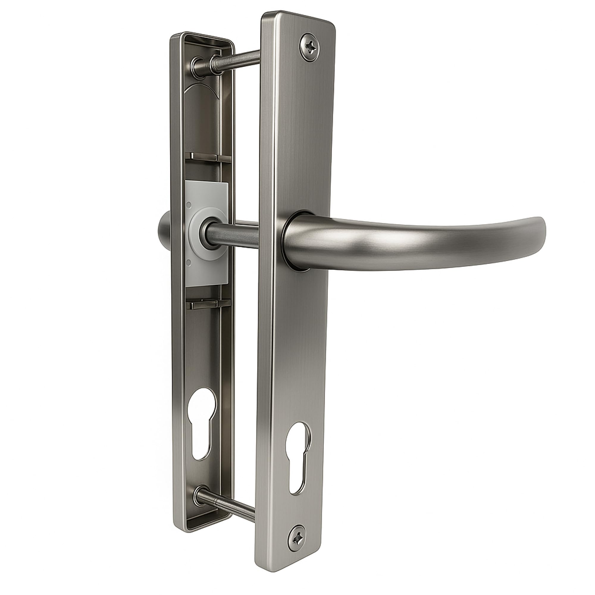 WINDOWS 4 YOU UPVC Door Handle, Die-Cast Zinc, Chrome/Satin Chrome/Gold/Black/Anthracite Grey, 215mm, Sprung Lever, 92PZ, for UPVC/Composite/Patio/French Doors (Satin Chrome)