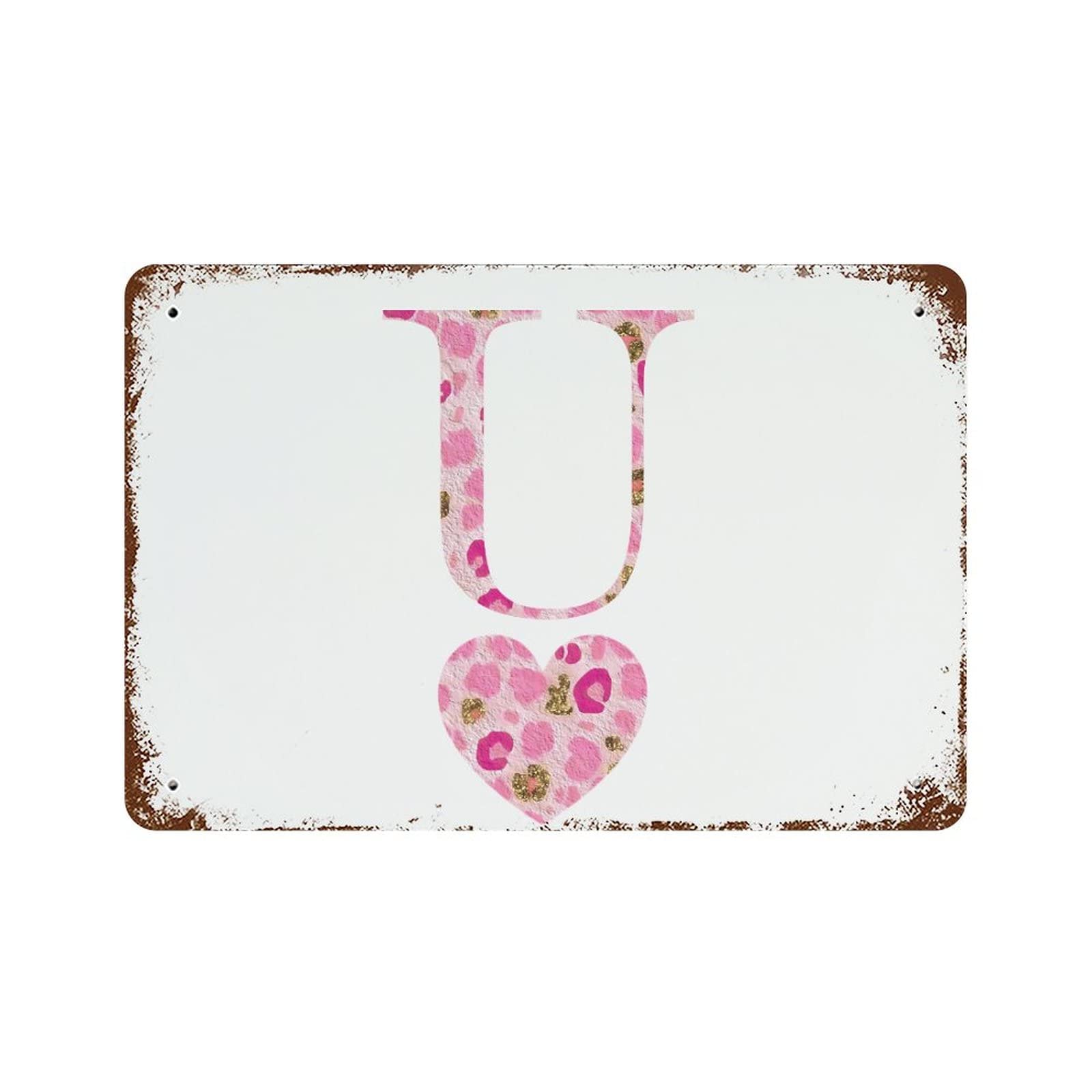 Plaque en métal lettre U cœur pour décorer votre jardin à la Saint-Valentin