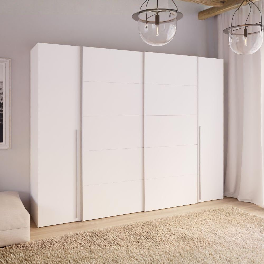 Armadio Camera da Letto 2 Ante, Guardaroba Camera da Letto 270.3x61.2x210.5 cm Colore Bianco