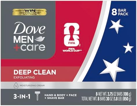 DOVE MEN + CARE Men's Bar Soap Deep Clean More Than Bar Soap 8 Bars 3.75 oz