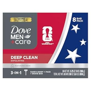 Dove Men+Care Men’s Bar Soap Deep Clean 8 Bars More Moisturizing Than Bar Soap Effectively Washes Away Bacteria, Nourishes Your Skin 3.75 oz