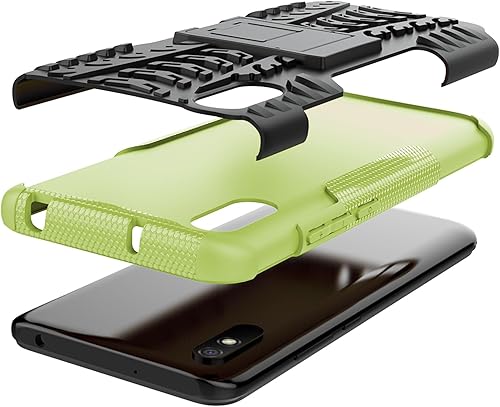 Miniatura 5 de Asuwish Funda de teléfono para Xiaomi Redmi 9A Redme 9i con protector de pantalla de vidrio templado y soporte delgado, híbrida, resistente, funda