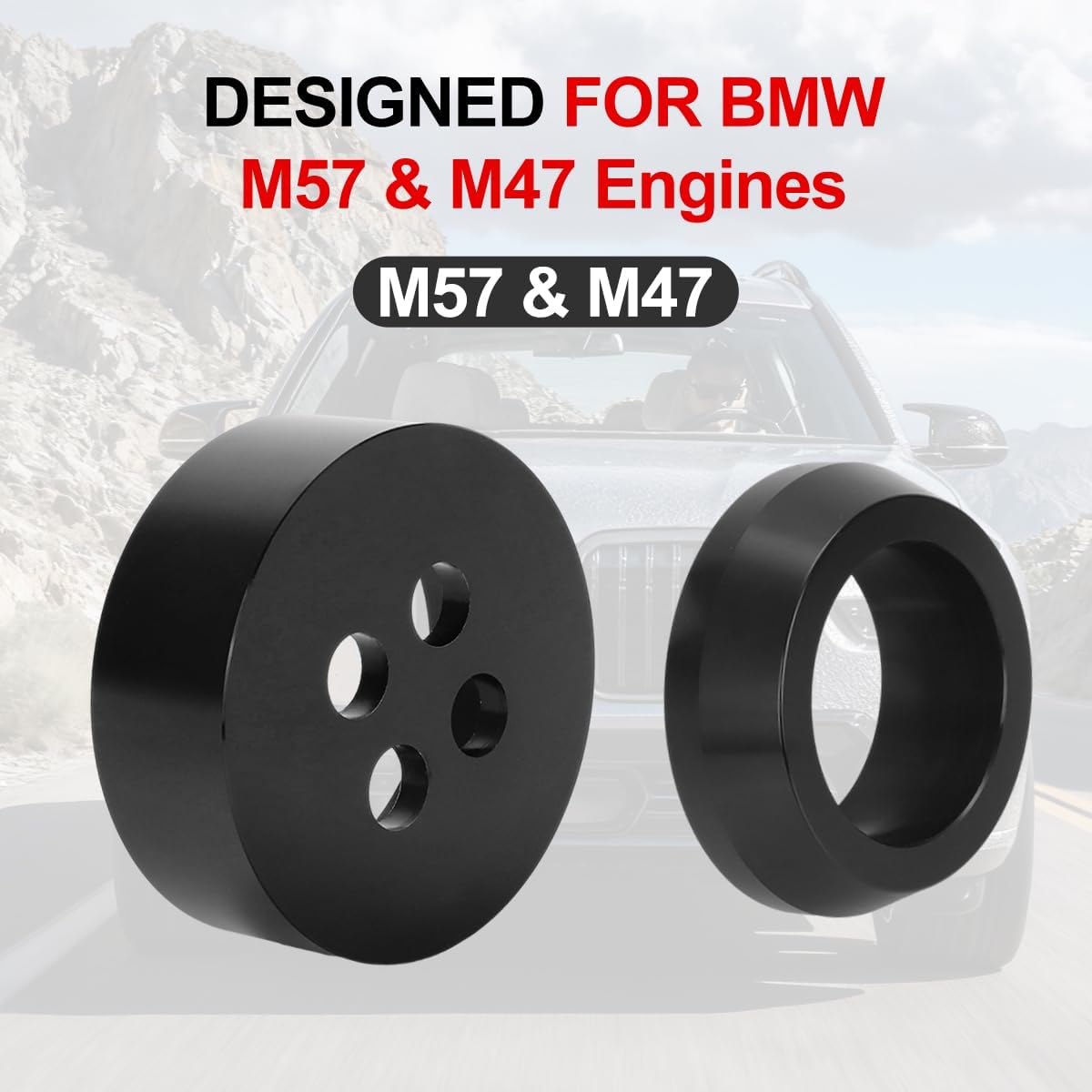 Motoparty Front Crankshaft Seal Install Tool for BMW M57 M47, 2-Piece Aluminum Set