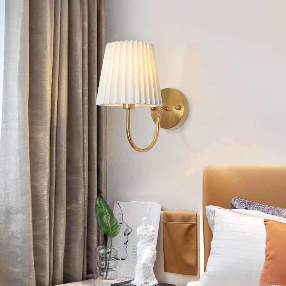 XANAYXWJ Applique in Tessuto con Base E14/E12 Lampada Pastorale a Testa Singola per Camera da Letto per corridoio Toeletta() (A)
