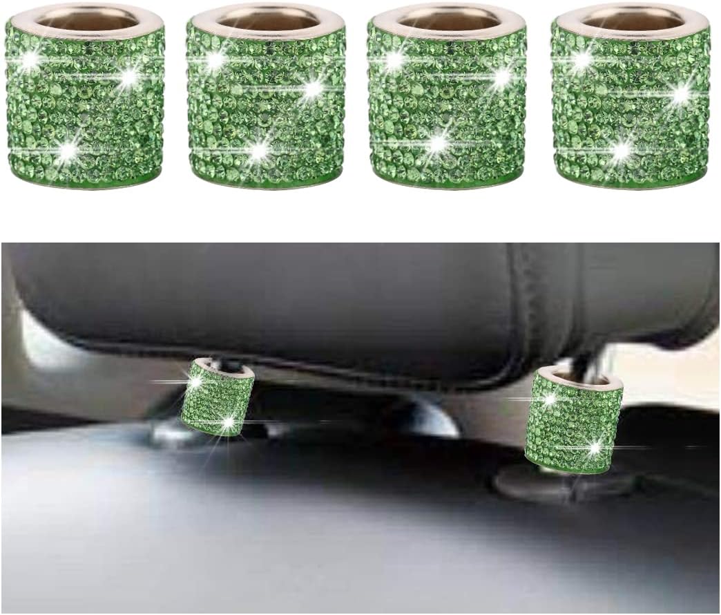 BELOMICar Headrest Collars, 4 Pack Collar Rings for Auto Head Rest, Bling Crystal Decors, Diamond Ice Interior Decorations, Rhinestone Automotive Seat Accessories for Trucks SUVs (Green)
