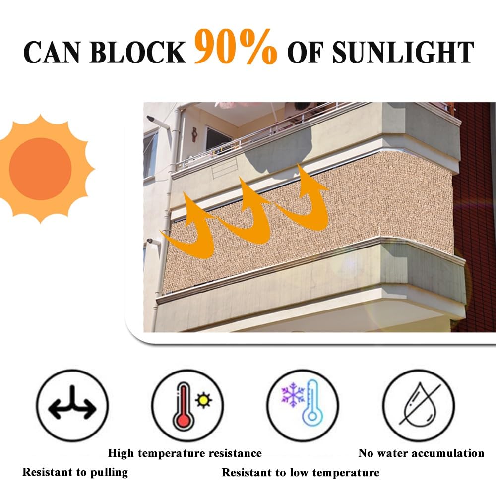 Generic Privacy Screen Shade Cloth Beige Shade Cover 3.3X6.6FT 9.9X45.9FT 16.4X29.5FT 26X65.6FT 90% Shading Sun Shade Net for Greenhouse Cover Patio Plant Flower Chicken Coop(Size:3.3x29.5ft)