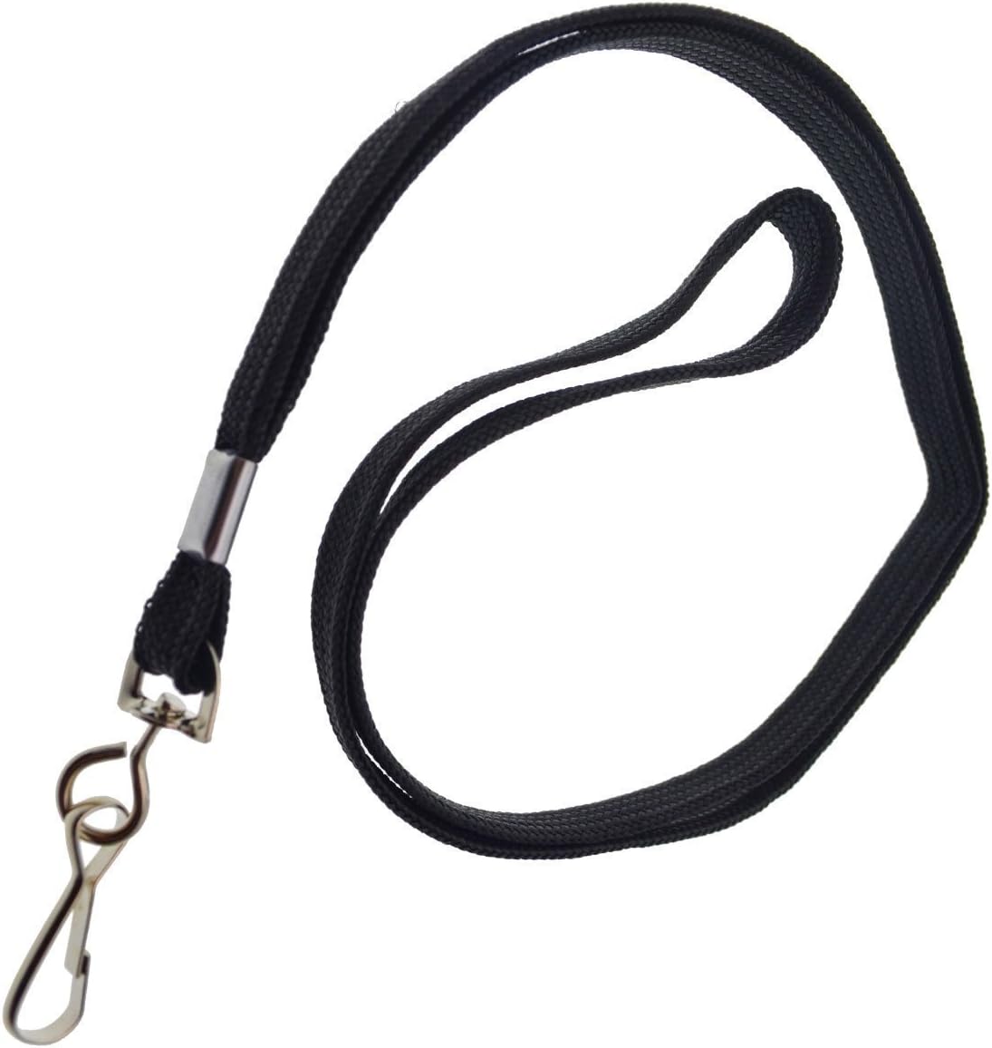 Specialist ID 10 Pack - Heavy Duty Black 3/8 Flat Braid Woven Lanyards with Swivel Hook SPID-2201