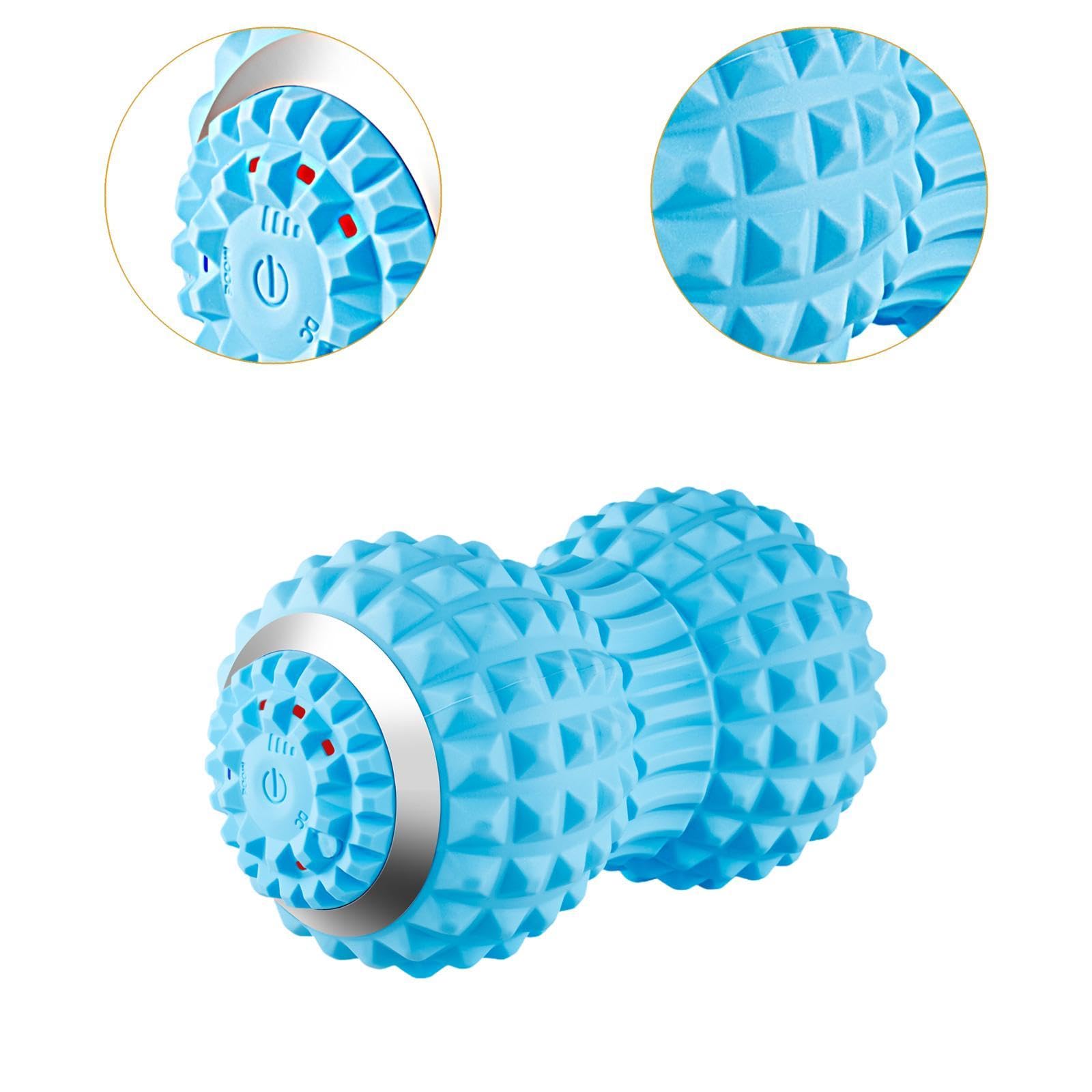Bola de Masaje Vibratoria Profesional Bola de Masaje en Forma de Masajeador de Silicona Portátil Relajante Muscular con Cuatro M, AZUL