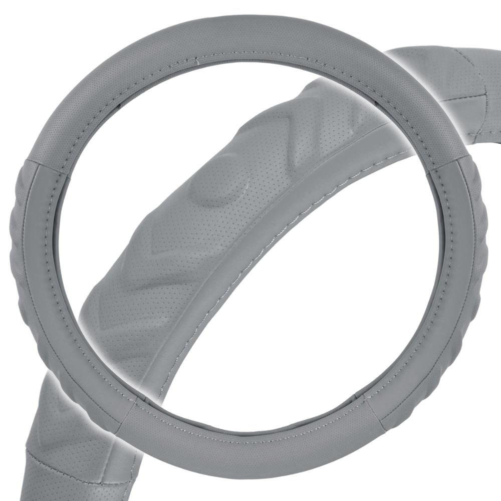 Motor Trend 100% Odorless Car Steering Wheel Cover - Fit for Car SUV Van Truck - Comfort Cushion Grip, Gray, Strandard Size (14.5 to 15.5 inch)