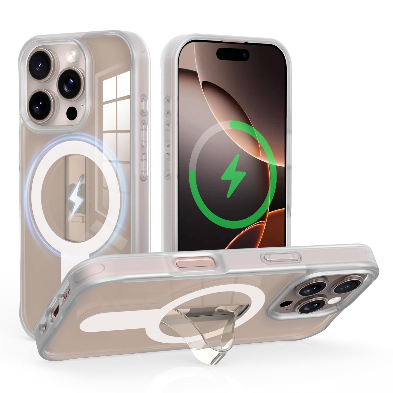 AUROX Magnetic Case for iPhone 16 Pro with Invisible Stand - Military-Grade Protection, Shockproof Slim Case for Men & Women, Clear