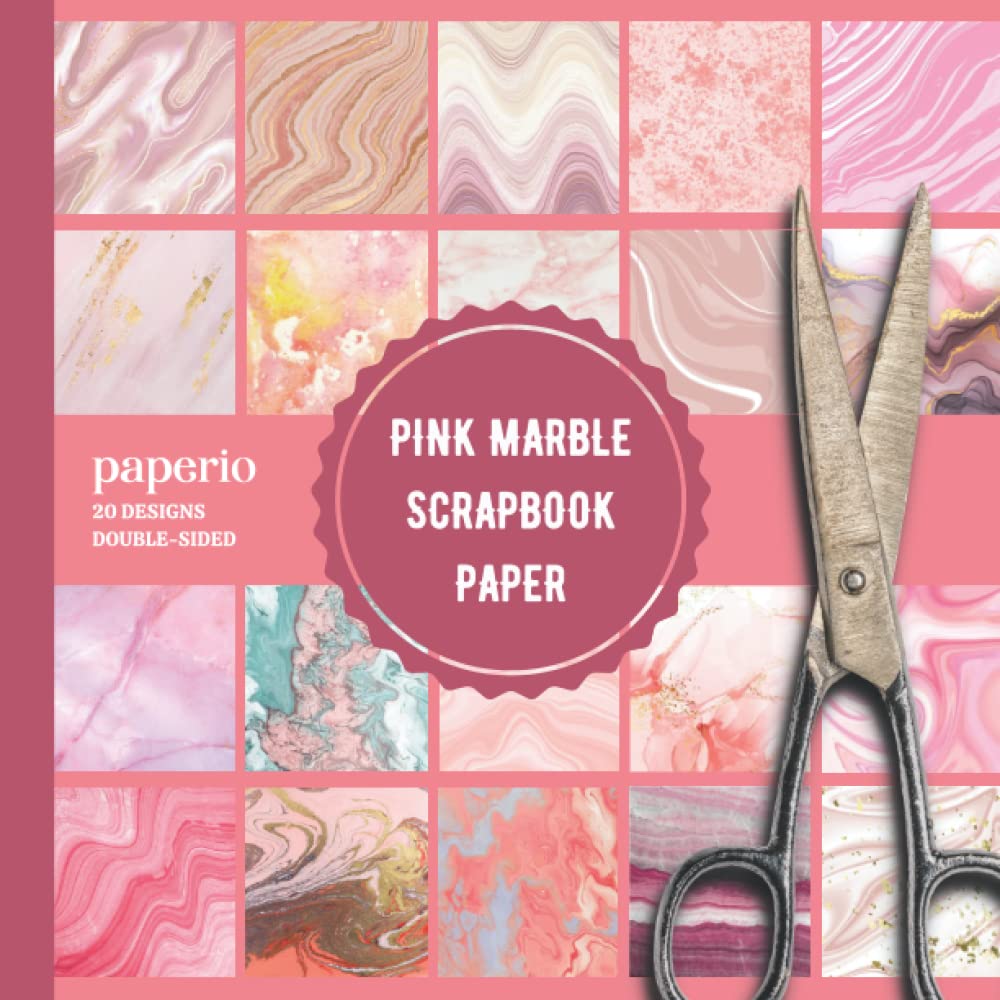 Paperio Scrapbook Paper: Pink Marble (Scrapbooking pattern and decorative journaling supplies kit) | Craft stationary and decoupage paper sheets with ... junk journal, and bullet journal supplies