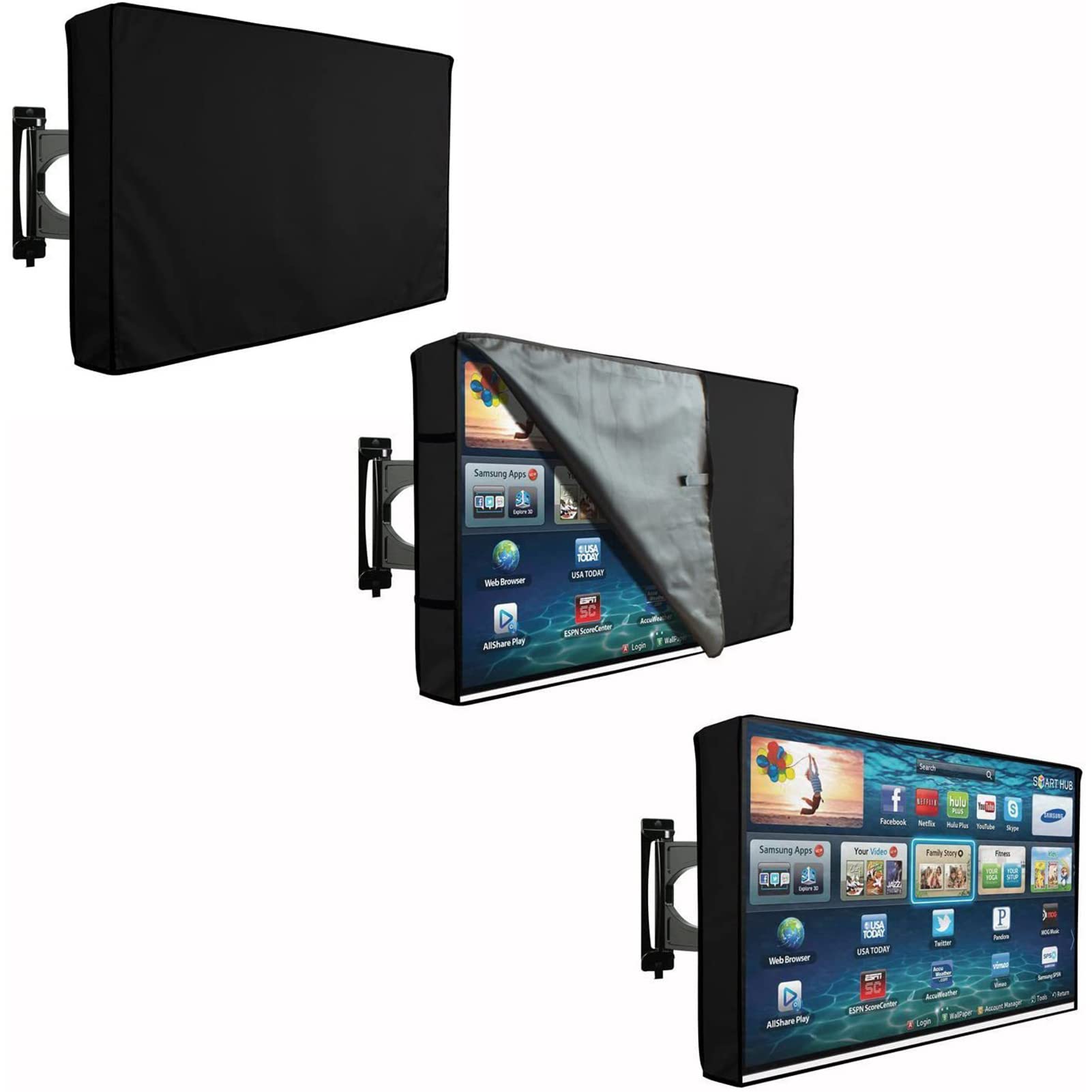 Copertura Esterna della TV 22-70", Protezione Resistente dello Schermo della TV Resistente alle intemperie 210D, Copertura Esterna della Televisione per LED, LCD, TV OLED,Nero,46 to 48 inch