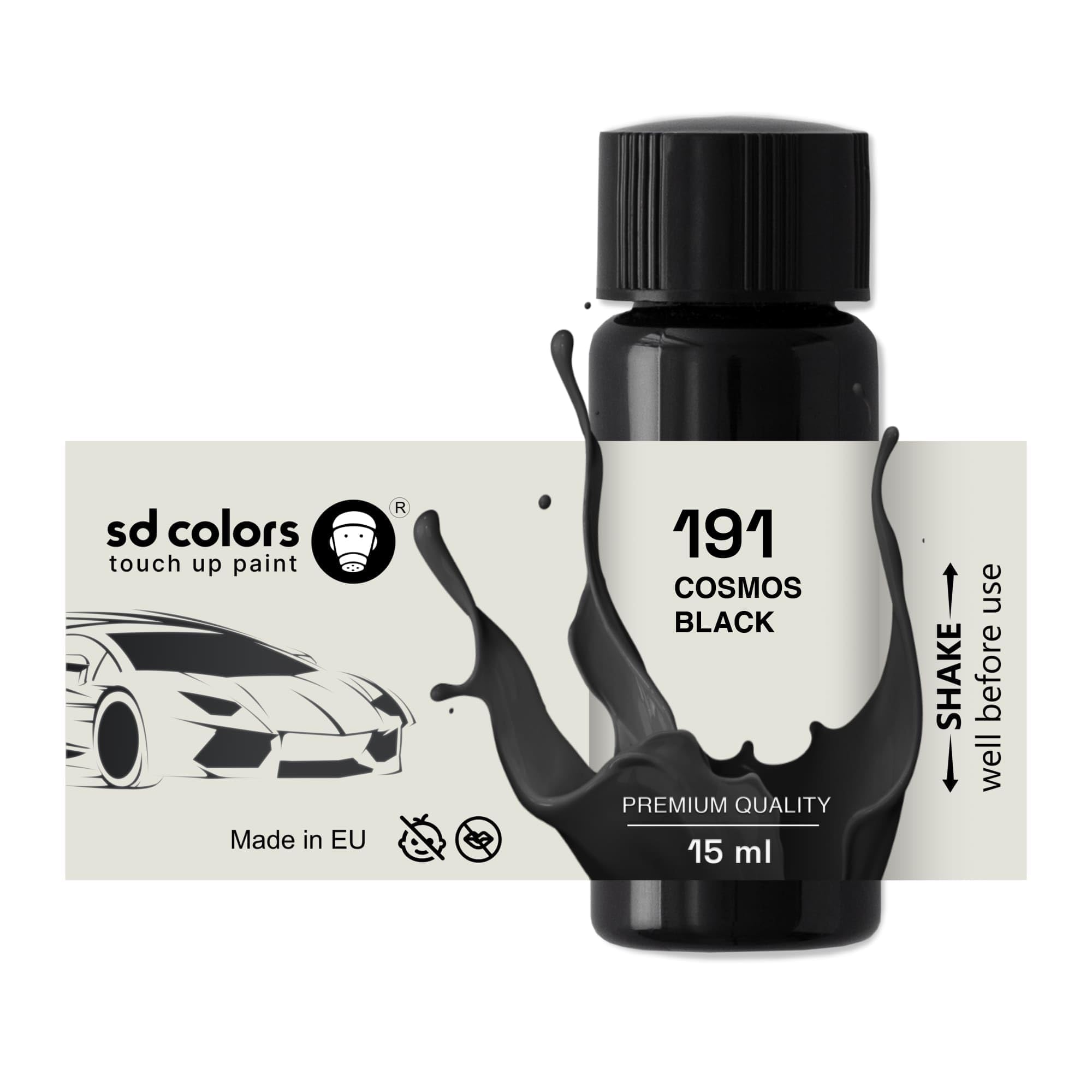 SD COLORS COSMOS BLACK 191/9191 New Touch Up Paint 15 ML REPAIR SCRATCH CHIP BRUSH COLOR CODE 191/9191 COSMOS BLACK (JUST PAINT)