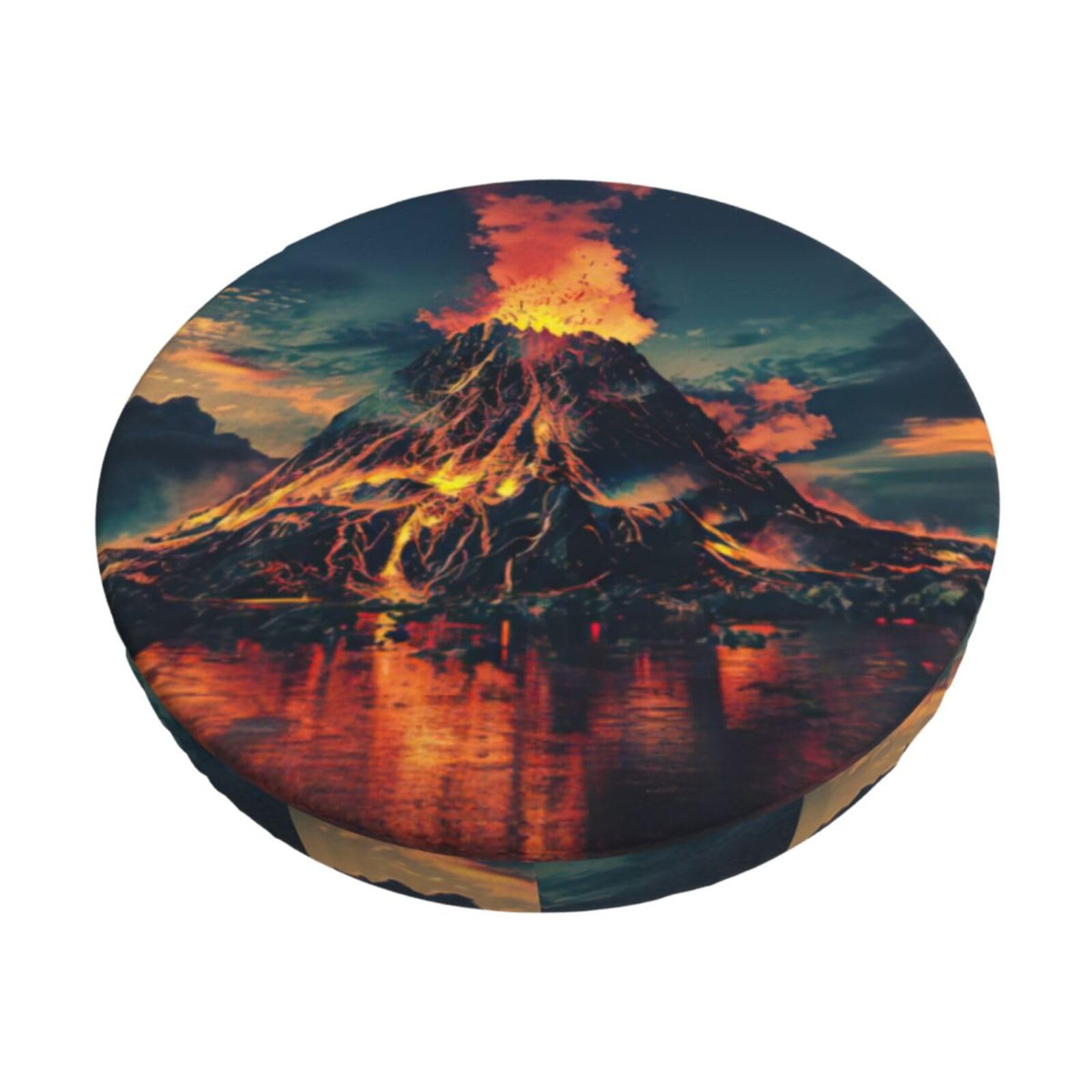 GUCHENP Volcano Print Round Bar Chair Cushion Cover,Washable Chair Protector For Indoor Home Furniture Decor