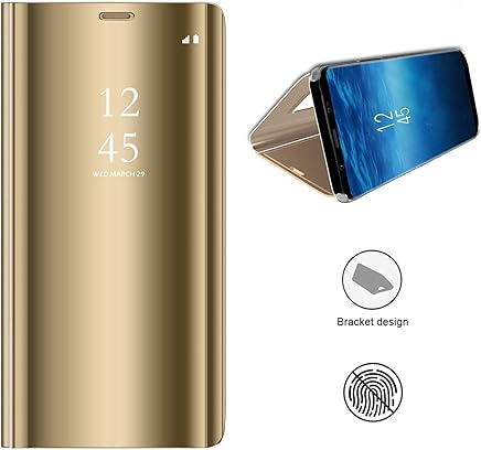 KISCO para Espejo Flip Funda Samsung Galaxy A7 (2018)/A750,Funda Espejo Mirror Cuero Protecci?n con Funci?n Kickstand para Samsung Galaxy A7 (2018)/A750-Oro KISCO para Espejo Flip Funda Samsung Galaxy A7 (2018)/A750,Funda Espejo Mirror Cuero Protecci?n con Funci?n Kickstand para Samsung Galaxy A7 (2018)/A750-Oro