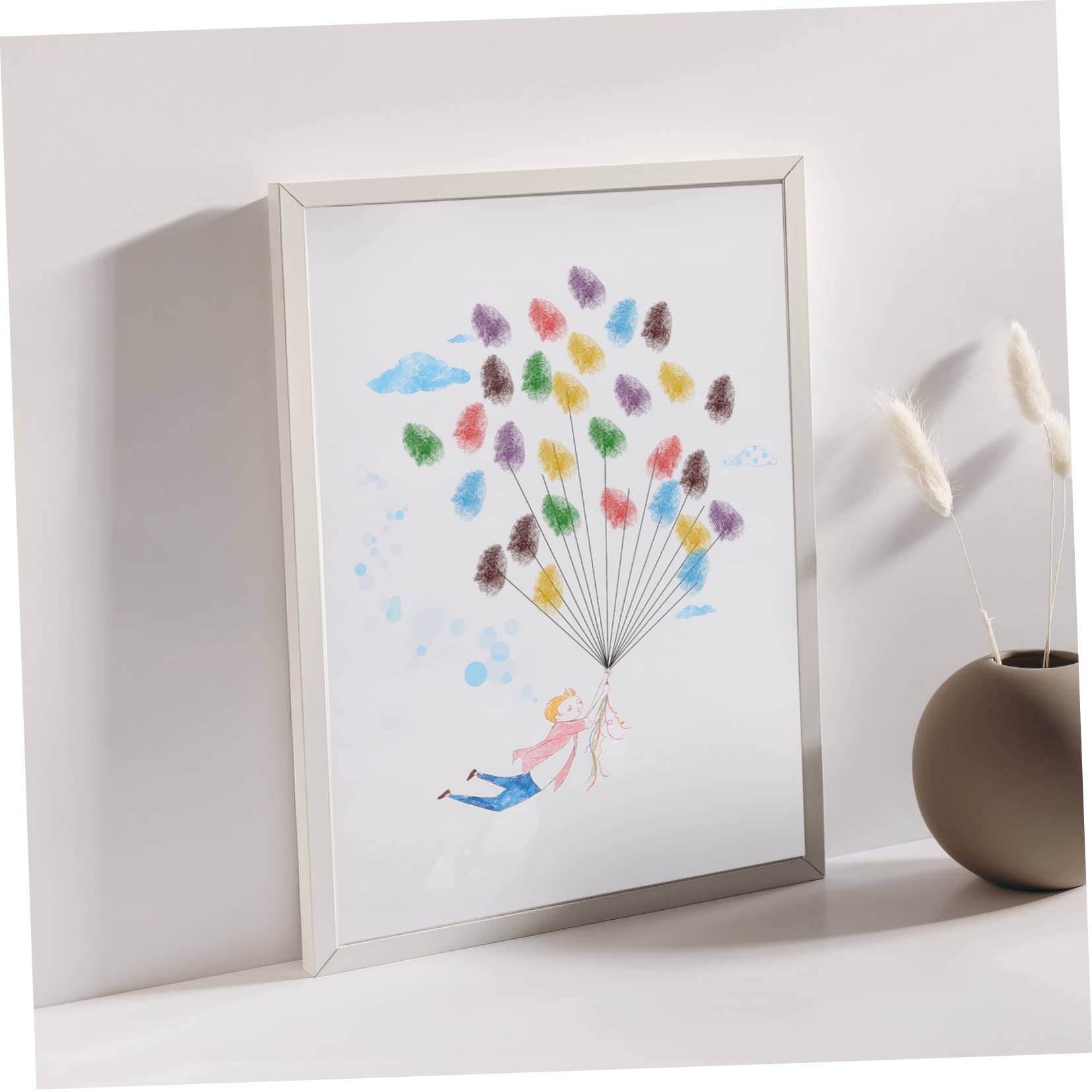 IMIKEYA 4 Stück Fingerabdruck Gästebuch DIY Fingerprint Balloon Hochzeitsdekor Kreatives Signierbild für Hochzeiten Geburtstage und Besondere Anlässe zur Erinnerung