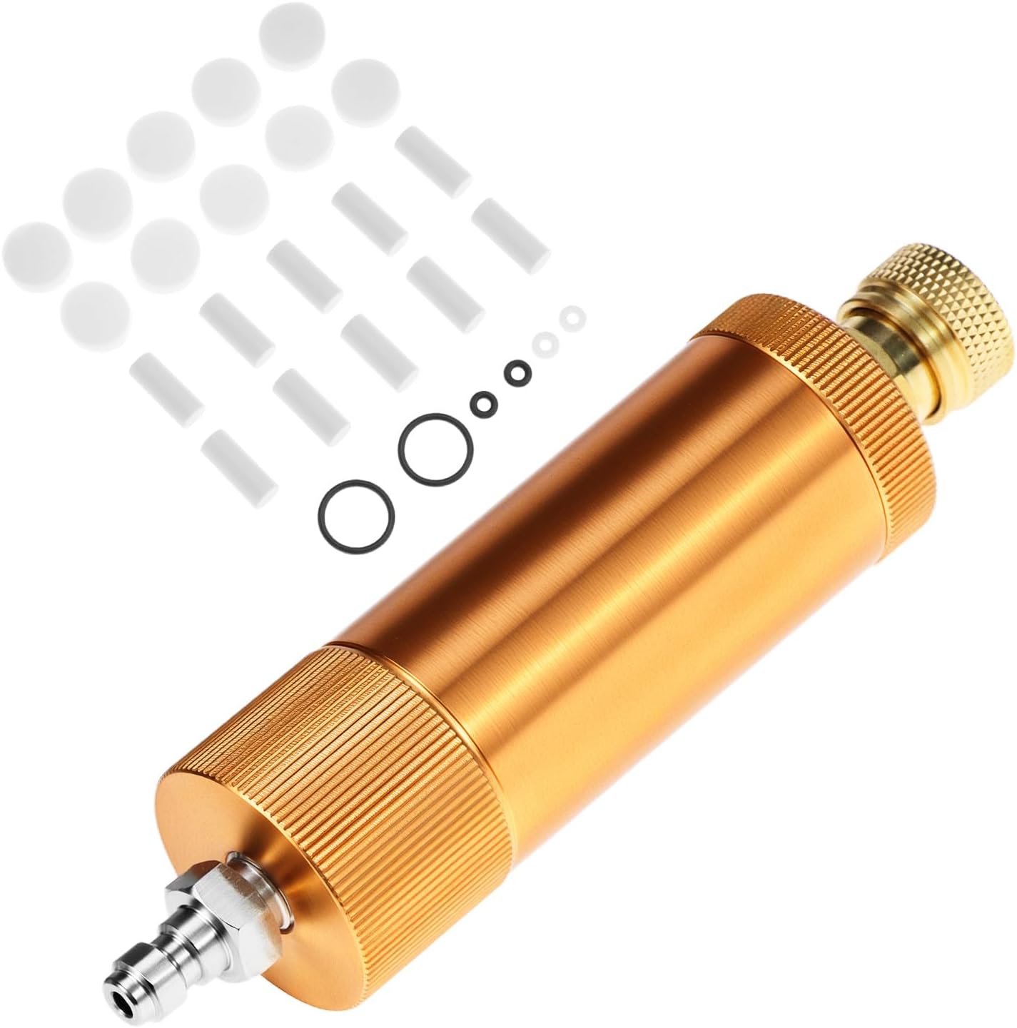 QWORK 30Mpa Oil Water Separator, Hand Pump 4500Psi Air Filter High Pressure Air Compressor with 8mm Female and Male Quick Connect