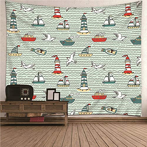 Tapiz de pared KnSam náutico para evocar la paz del océano y los faros en tu salón de casa