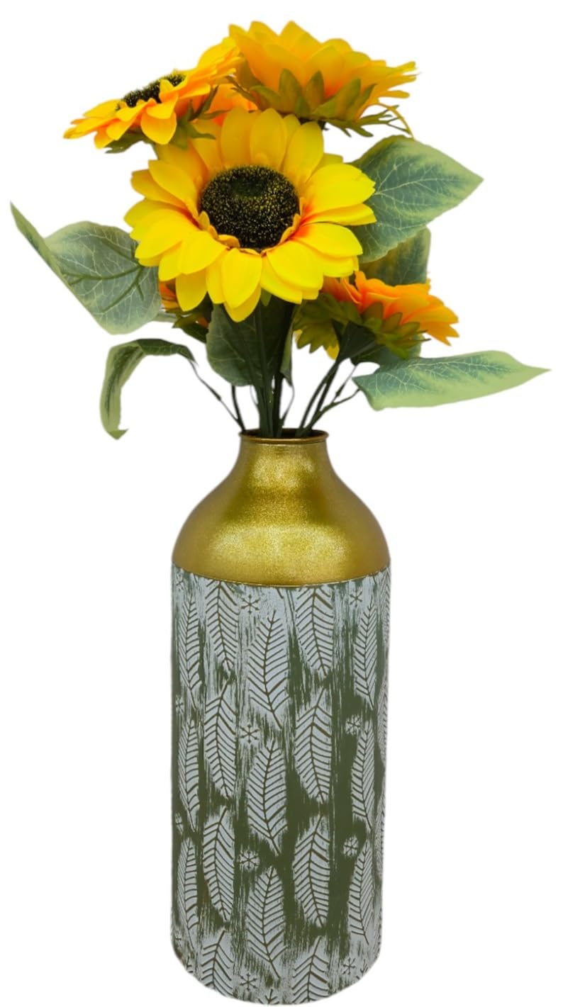 HOME ELEMENTS Modern Metal Big Vase for Living Room (40 cm) Floor Standing Vases for Long Flower Living Room Corner Hotel Bedroom Office Indoor Home Decoration Used for Fake & Real Plants (Vase Only)