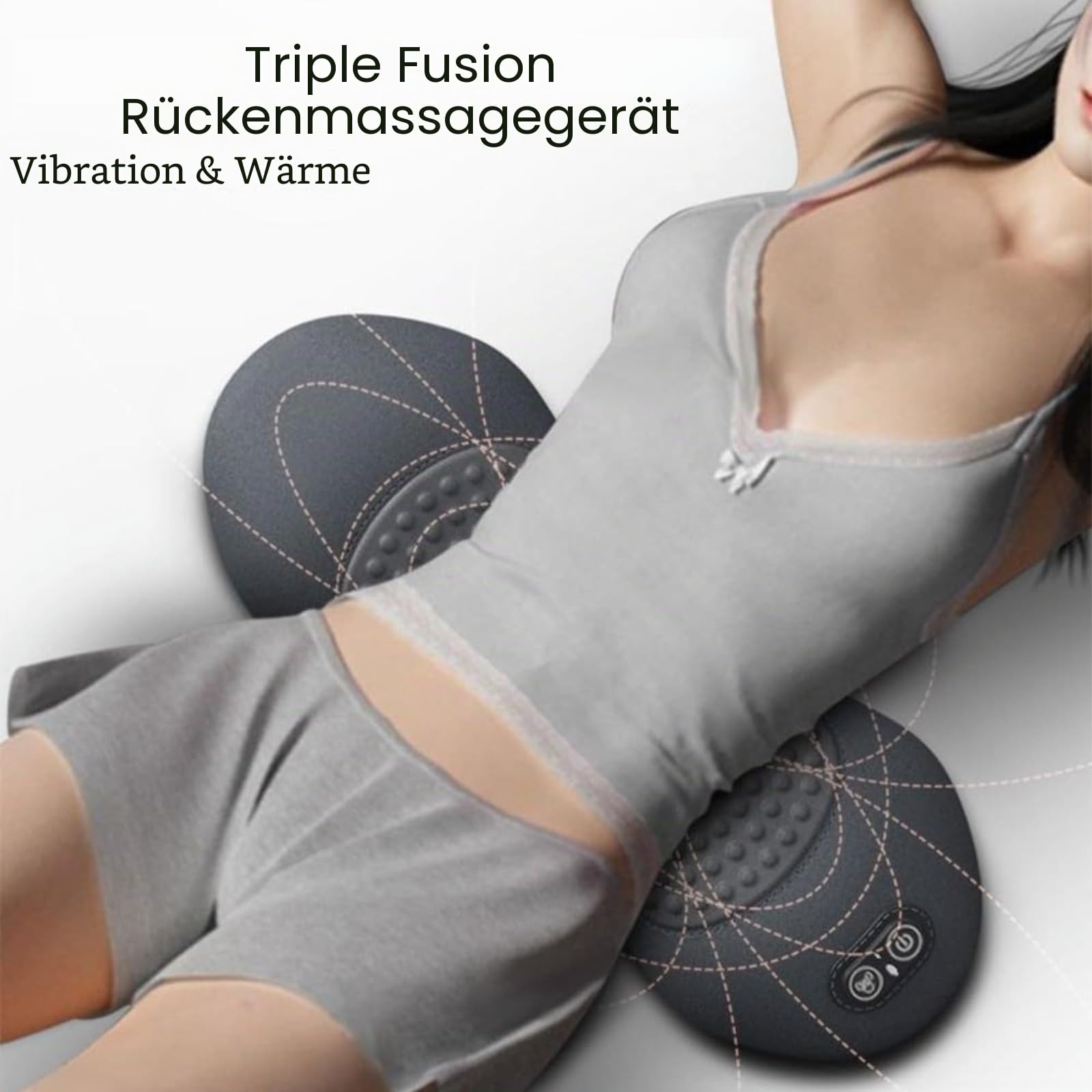 Triple Fusion Rückenmassagegerät – vibrierendes, beheiztes ergonomisches Rückenmassagegerät mit Mehrpunktunterstützung, erweitertes Design für Rückenschmerzlinderung und Schlafkomfort