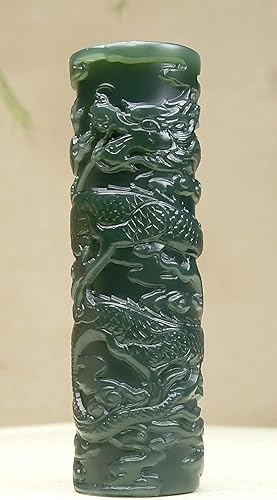 Miniatura 2 de China Natural Hetian Nefrita Verde Jade Tallado Dragón Real Colgante Amuleto