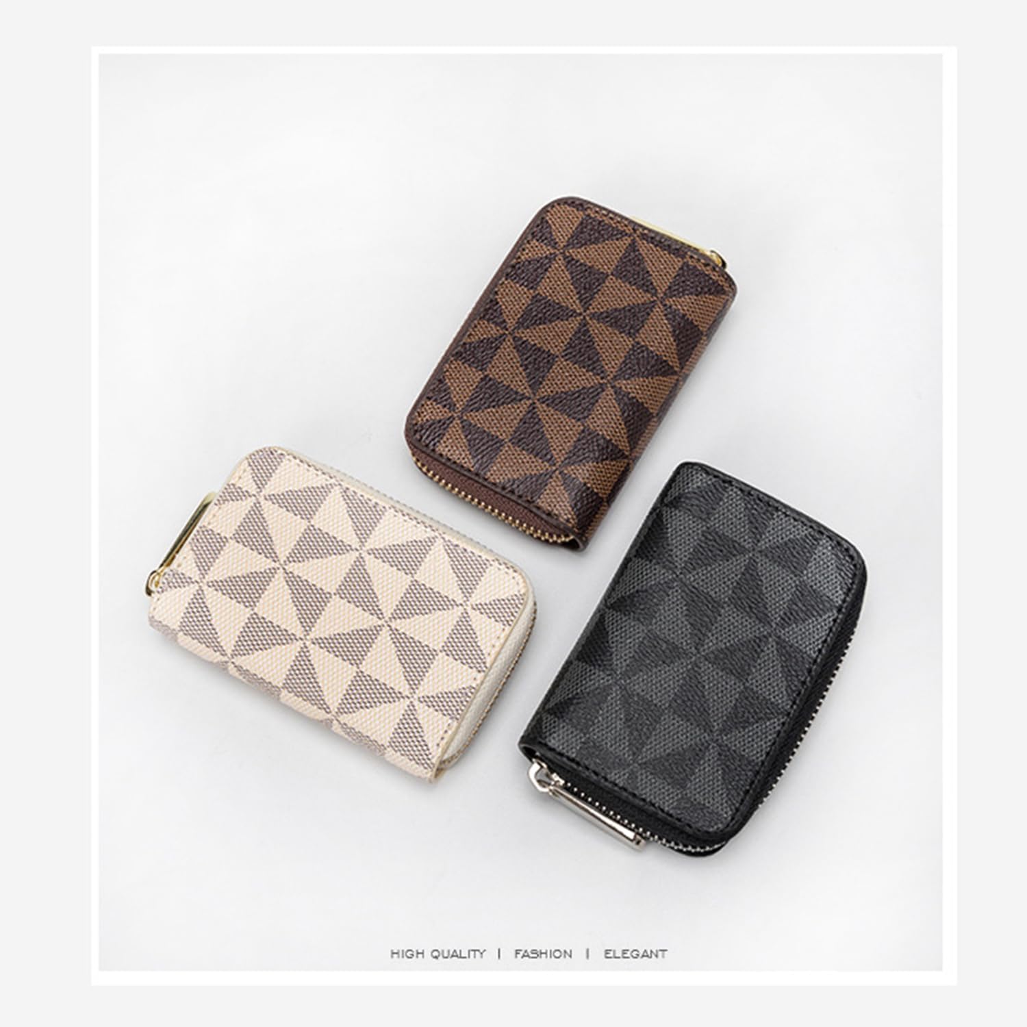RFID Credit Card Holder for Women Small Wallets Ladies 9 Card Slots Cute Pattern Keychain Organizer Black Blocking Zipper Fun Purse Minimalist Girls Cash Change Card Case(Windmill coffee) - Image 6