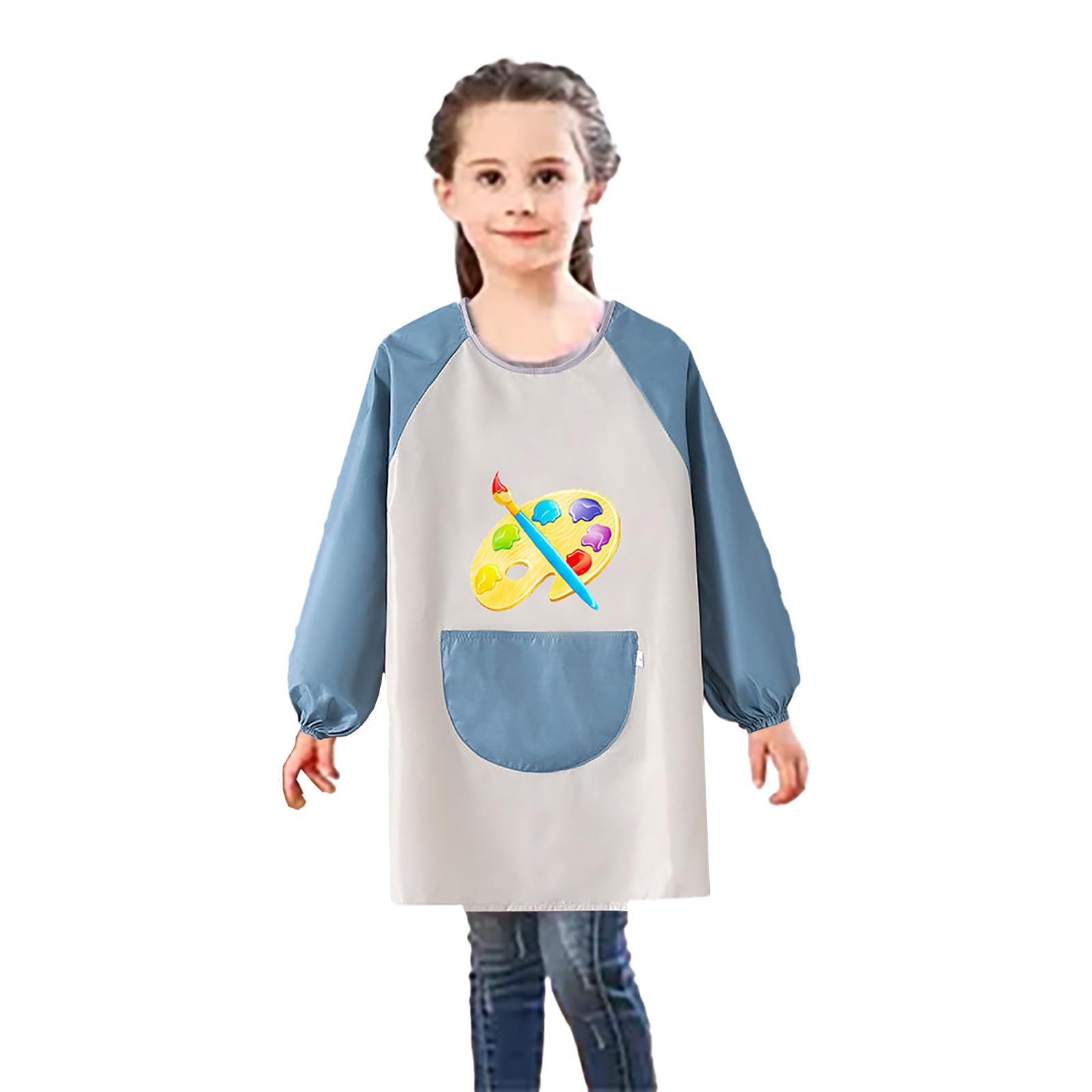 YMWALK Kids Painting Apron for Age 3-7 Years Girls and Boys,Waterproof Art Smock Toddler Apron with Long Sleeve and Pockets for Painting, Baking,Cooking, Eating, Messy Play,Arts Crafts