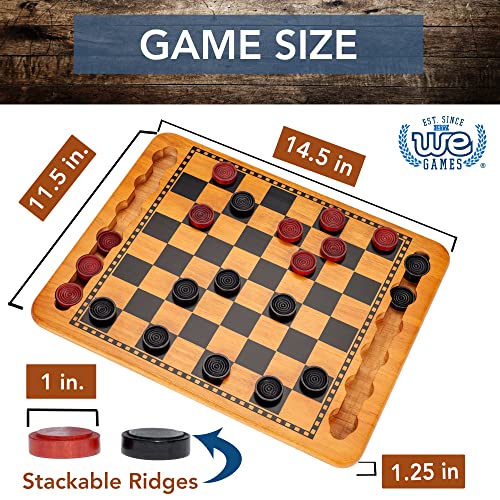 We Games 18-1517 Solid Wood Red And Black Checkers Board Game Set thumb #4