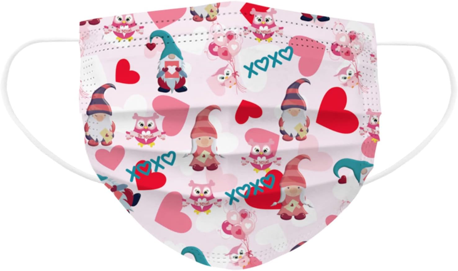 50Pcs Valentines Masks Disposable Adult Breathable Adult Holiday with Hearts Breathable 3 Ply Filter Valentines Day image 5