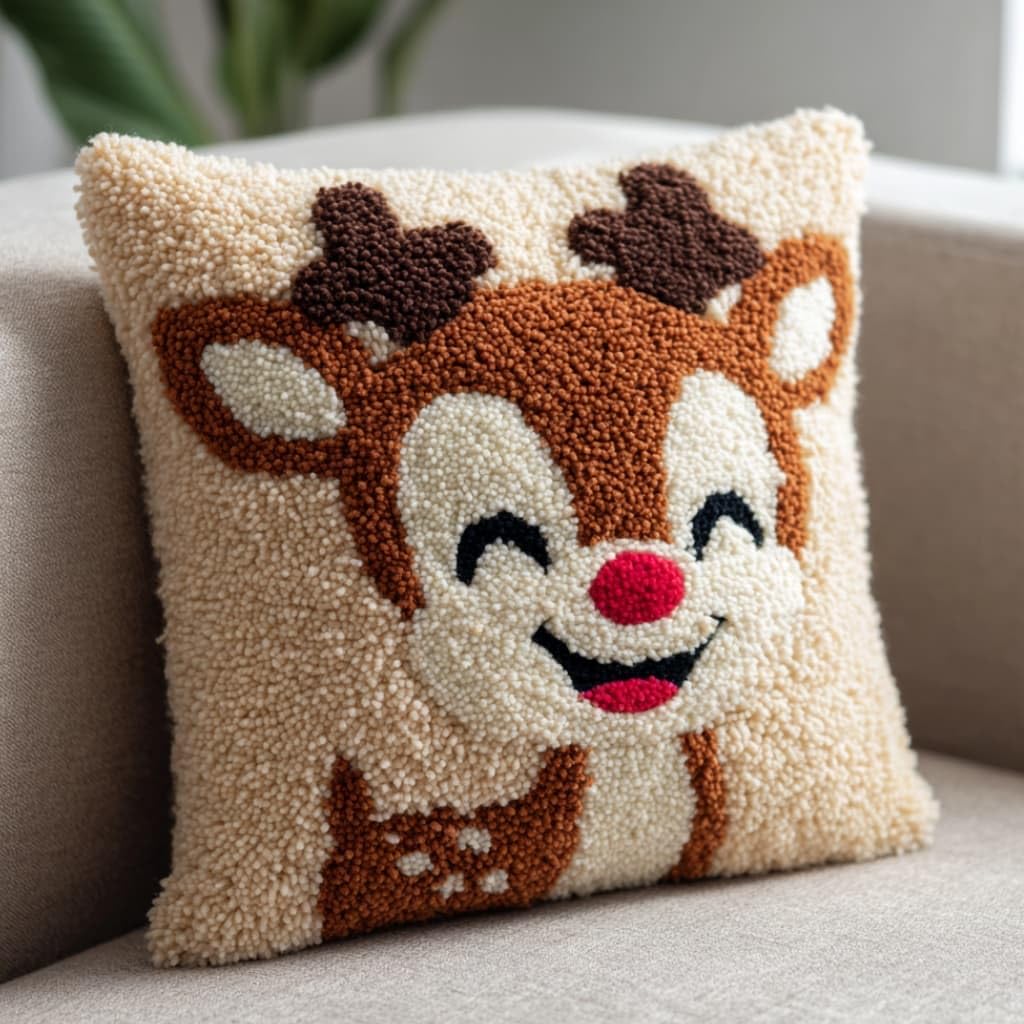 Taxpy Latch Hook Cushion Kits Deer 17X17 Inch