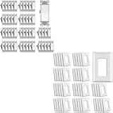 (50 Pack) CML Decorator Wall Light Switch, Single Pole Switch with Wall Plates, 15A 120/277V, White