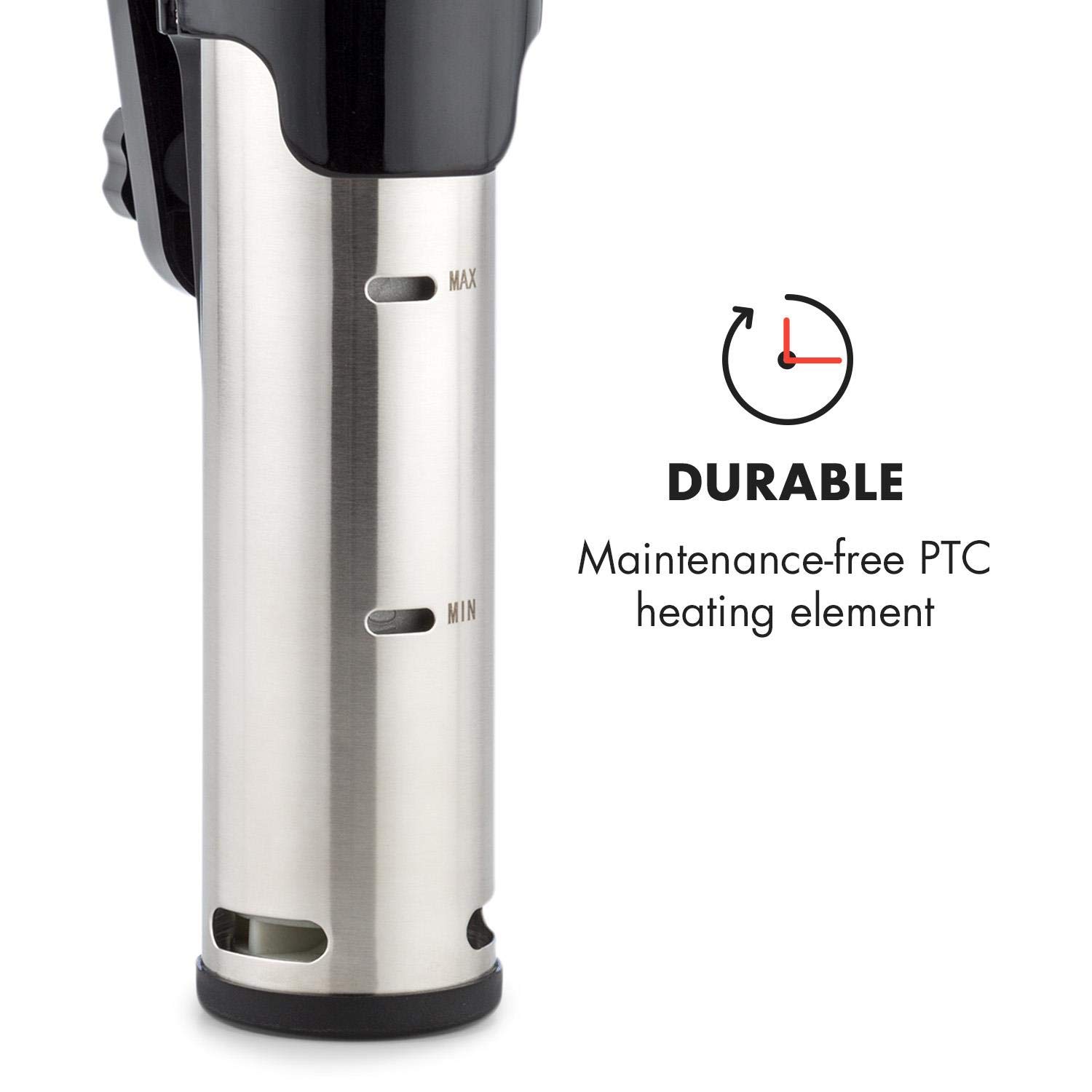 Klarstein Quickstick- Sous-Vide Garer, Präzisionskochtopf, Schongarer, 1300 Watt, Timerfunktion, 3D Circulating, 0-95 °C, LCD Touch-Display, wasserdicht, bis 20 Liter, flex schwarz